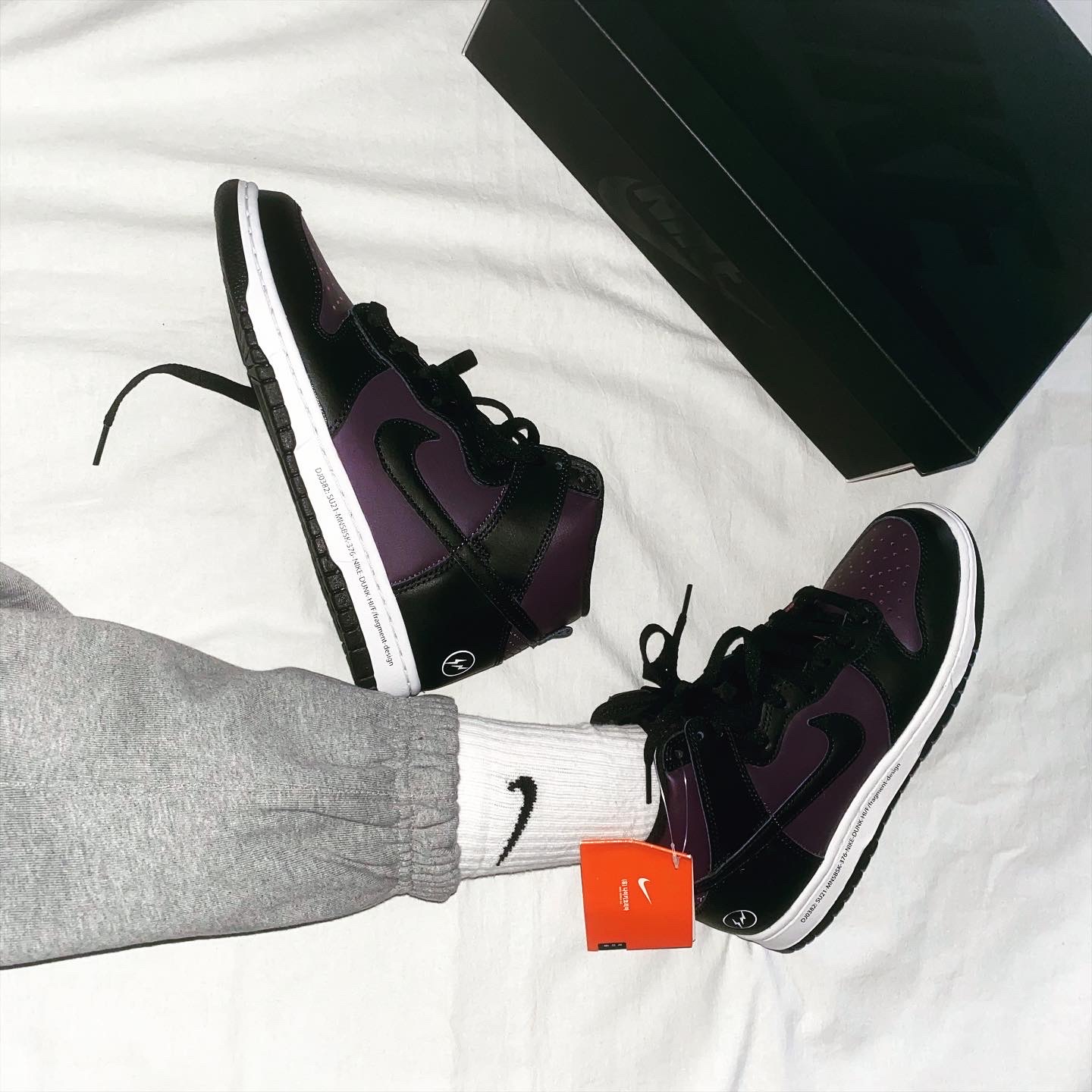 Nike x Fragment Dunk High Black 착용 스타일 - 2