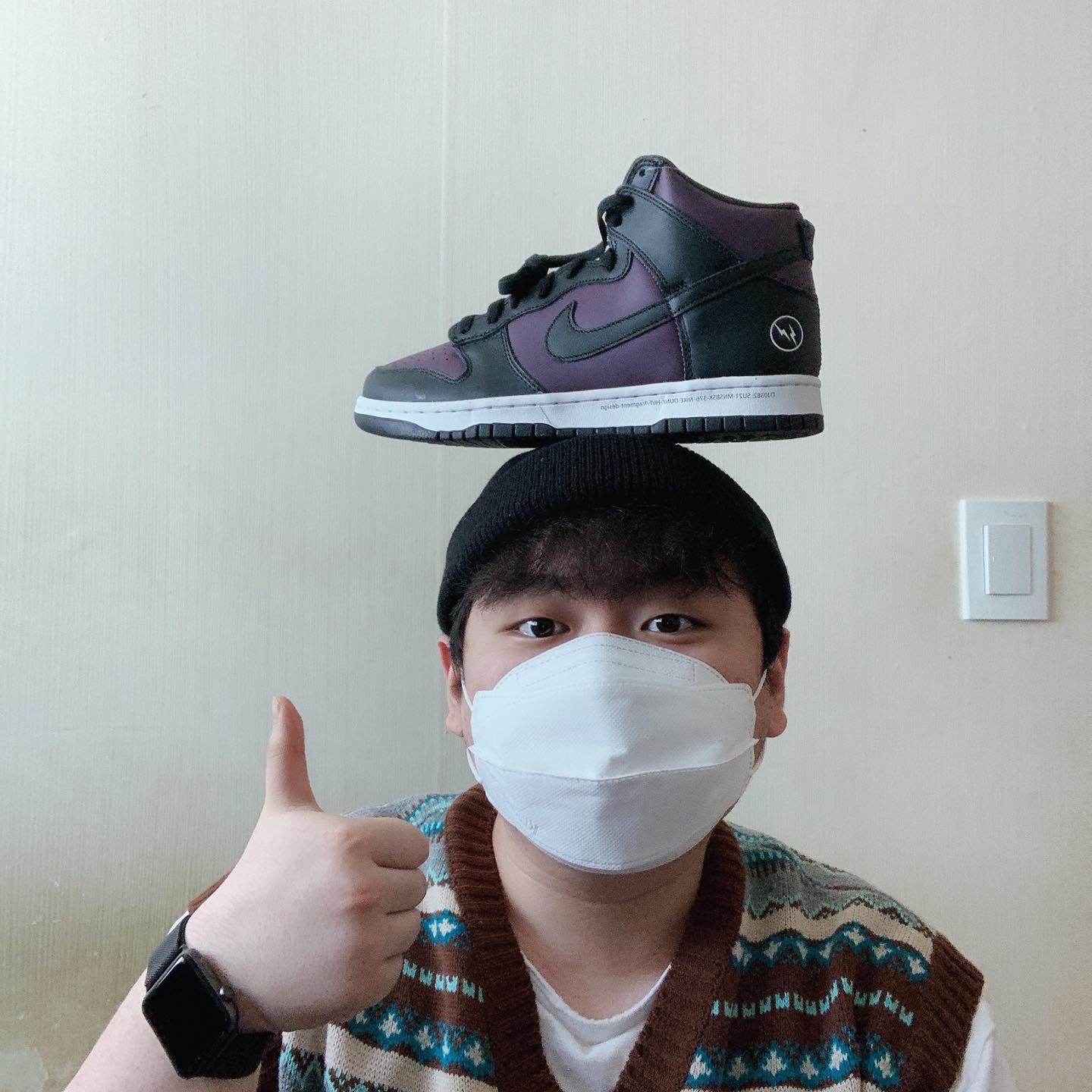 Nike x Fragment Dunk High Black 착용 스타일 - 2