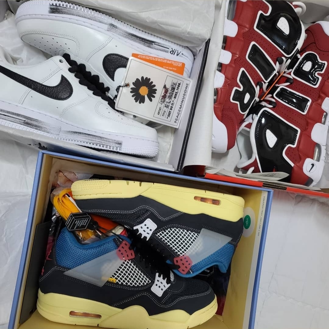 Nike x Peaceminusone Air Force 1 Low Para-Noise 2.0, Jordan 4 x Union Retro Off Noir 착용 스타일