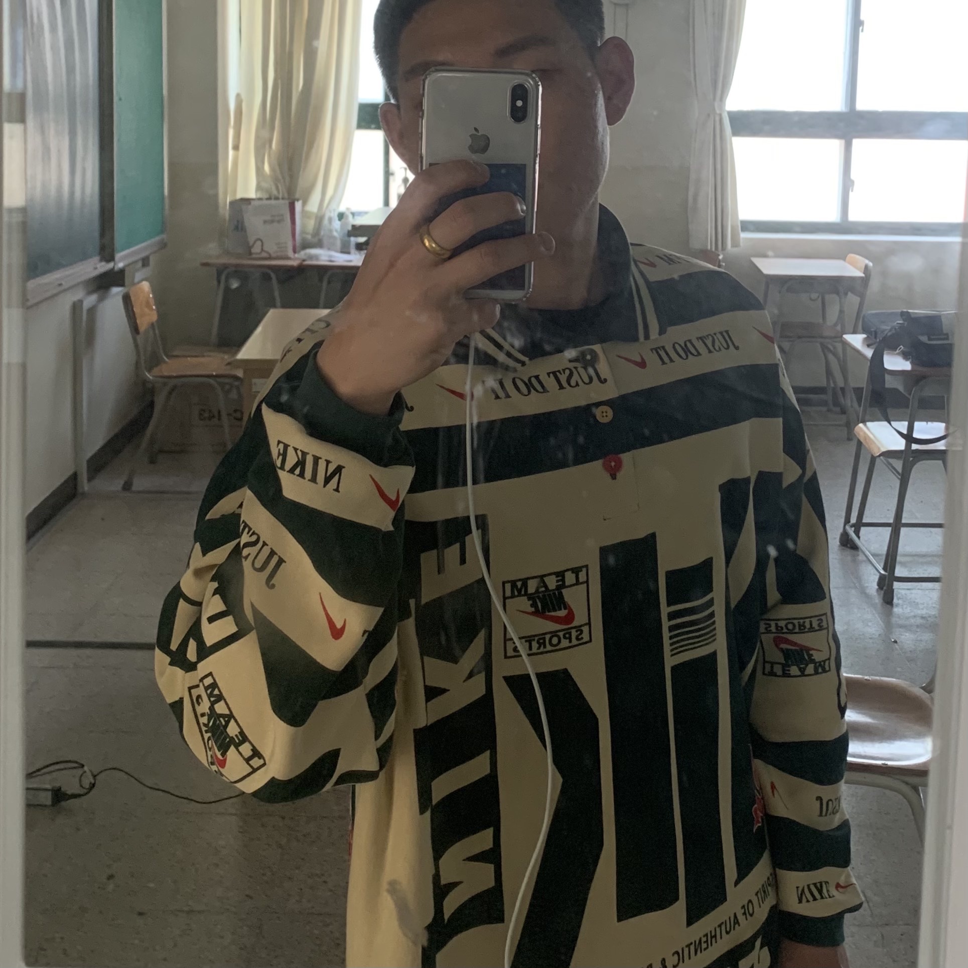 Nike x Cactus Plant Flea Market Long Sleeve Polo Natural - US/EU 착용 스타일 - 2
