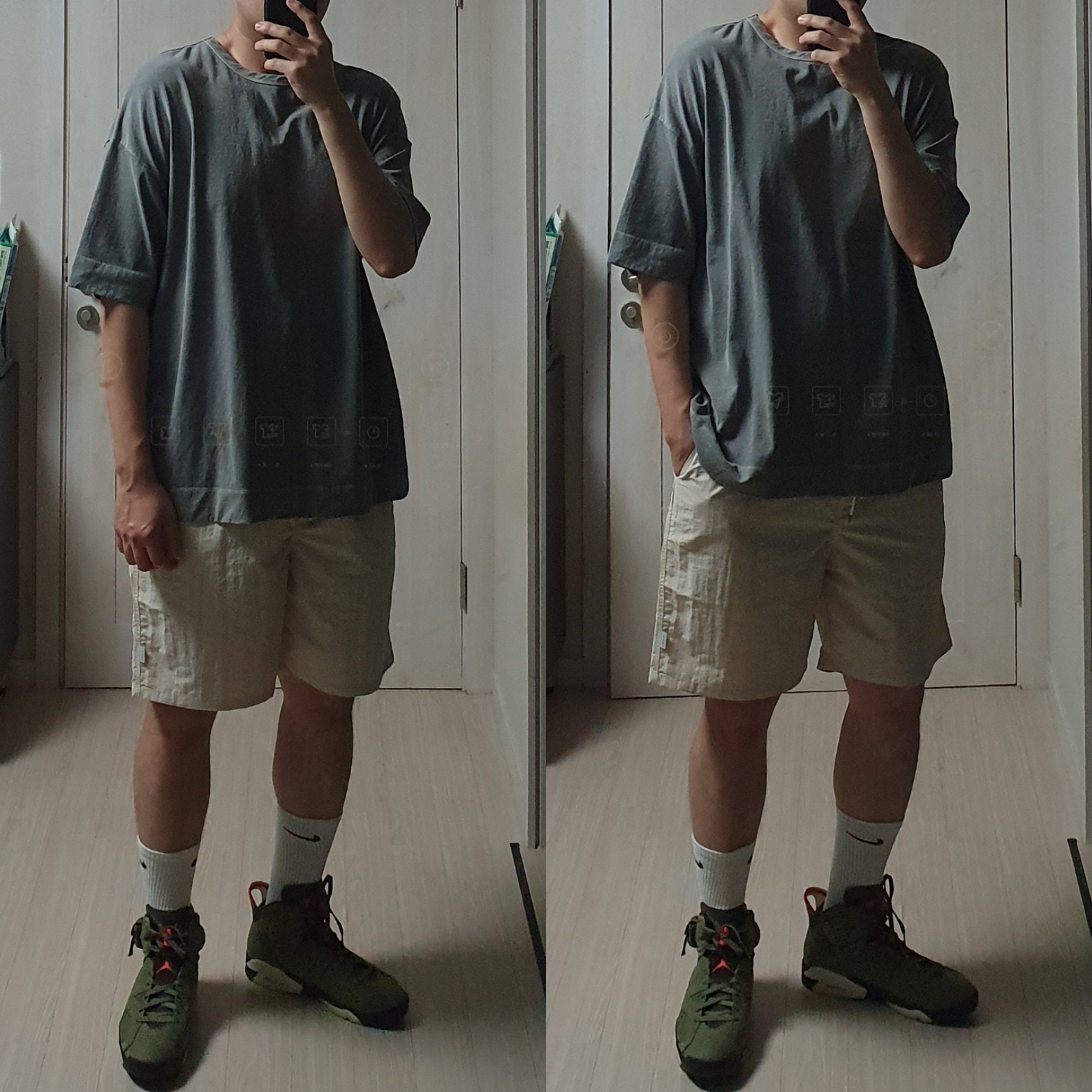 Jordan 6 x Travis Scott Retro Olive 착용 스타일 - 2