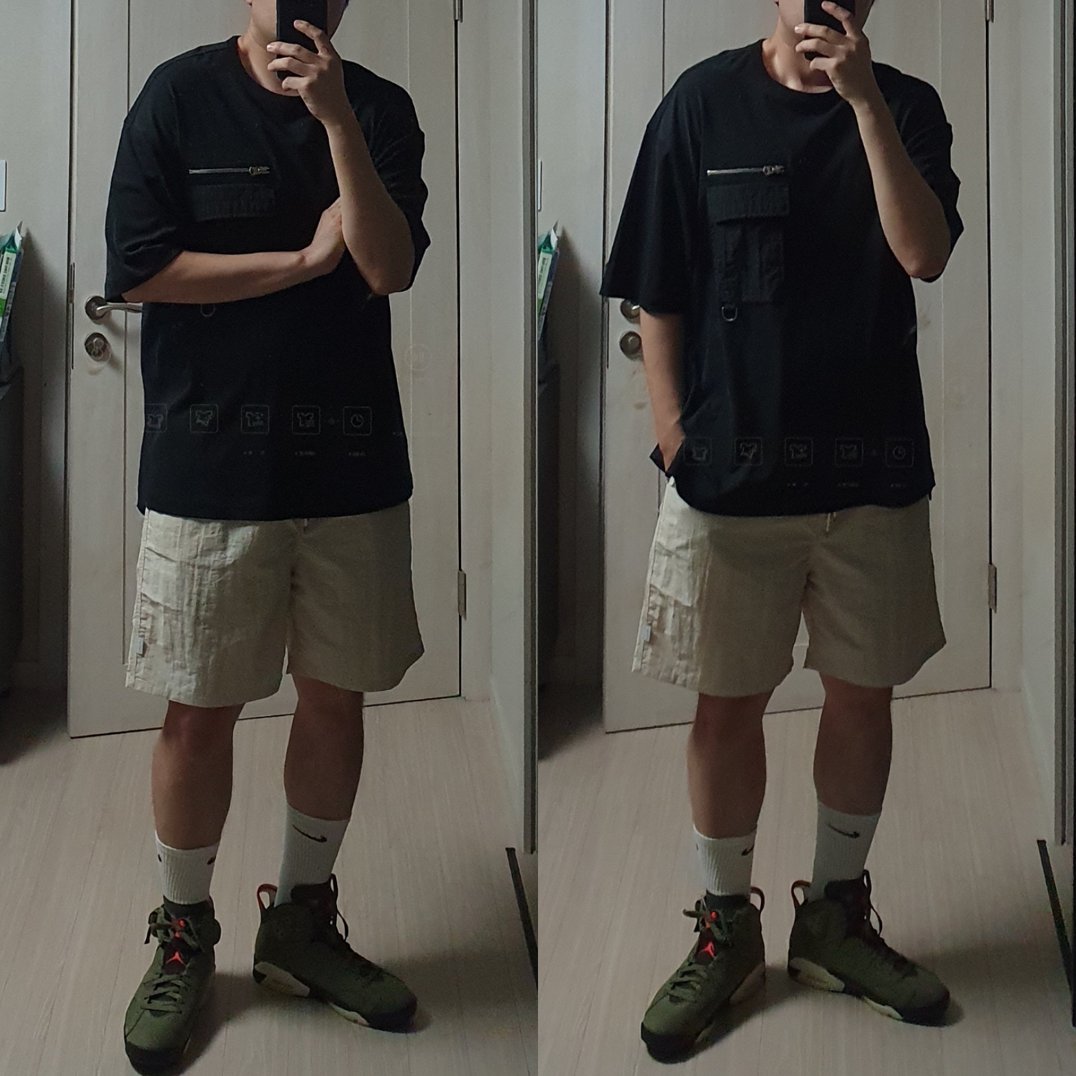 Jordan 6 x Travis Scott Retro Olive 착용 스타일 - 3