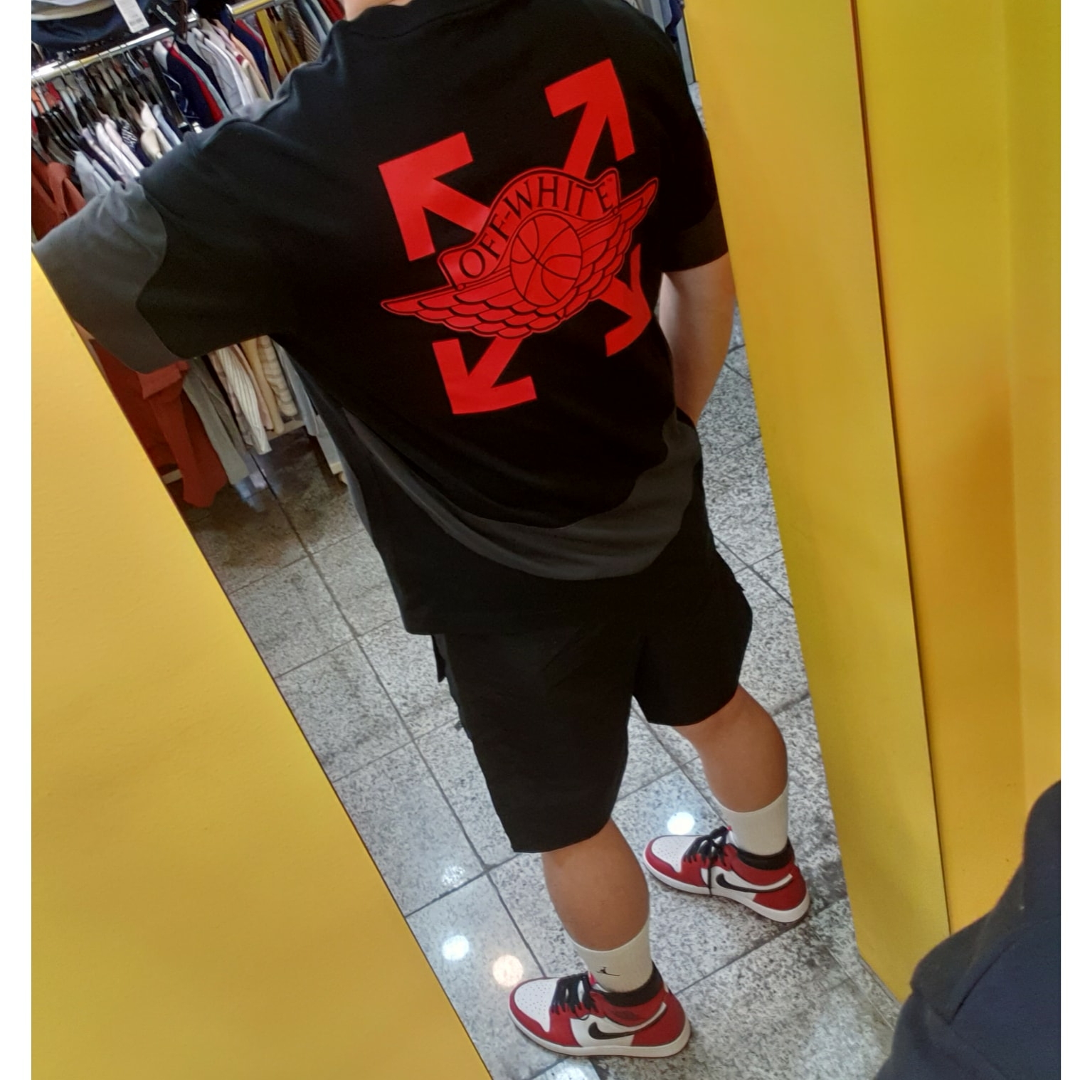 Jordan x Off-White T-Shirt Black - Asia, Jordan 1 Retro High OG Chicago 2015 착용 스타일