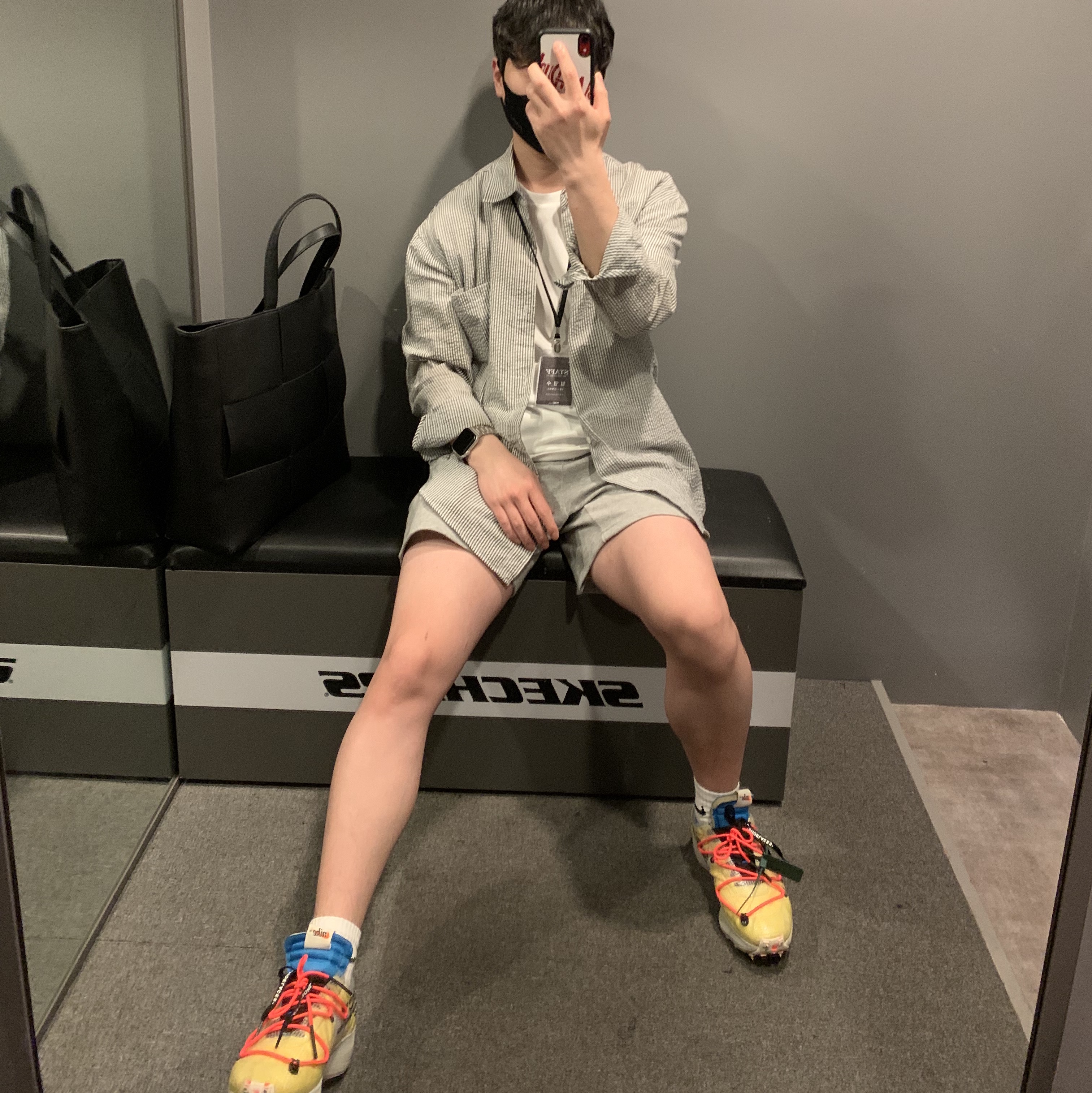 (W) Nike x Off-White Vapor Street Tour Yellow 착용 스타일