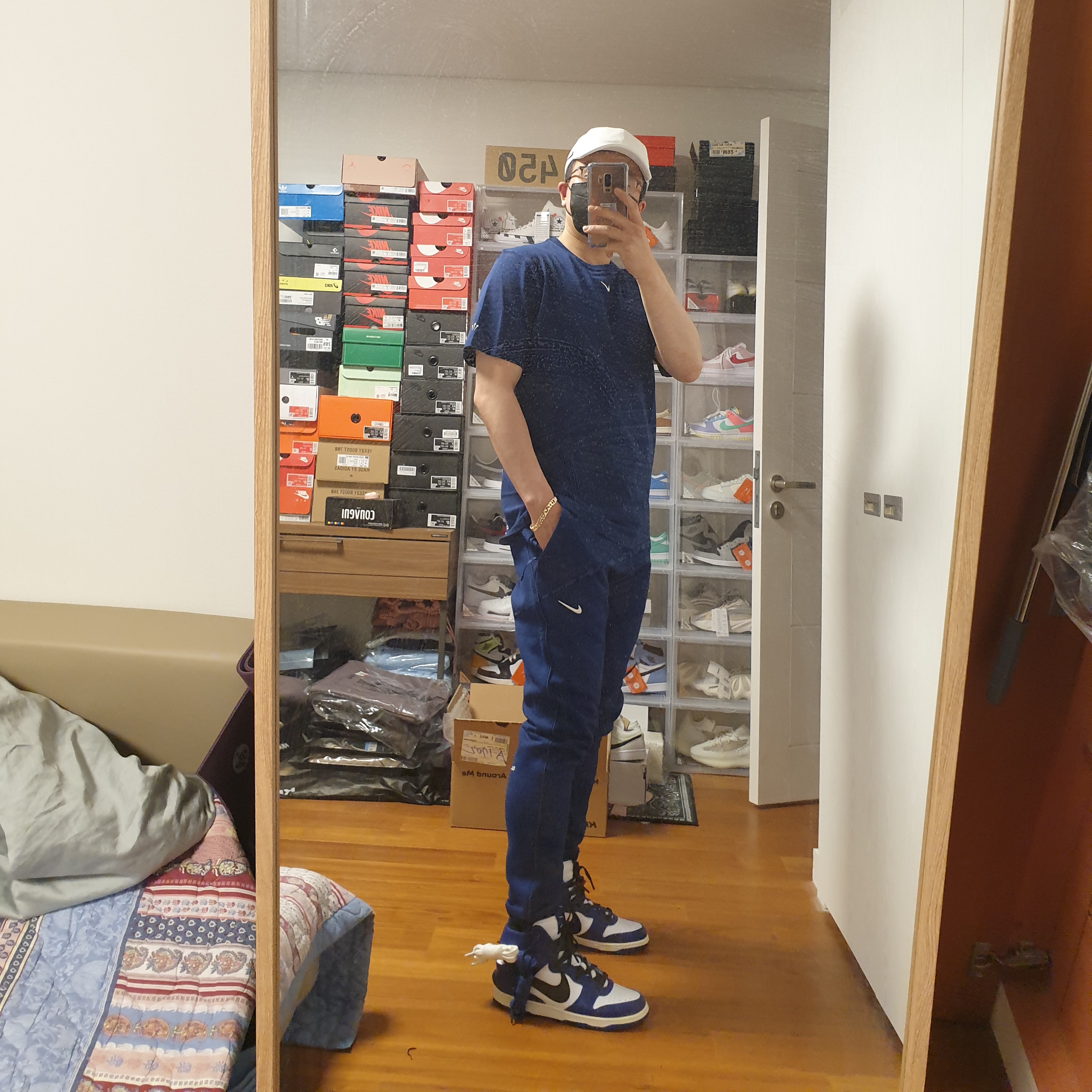 Nike x Drake Nocta Cardinal Stock Essential Fleece Pants Navy - Asia, Nike x Drake Nocta Cardinal Stock Essential T-Shirt Navy - Asia 착용 스타일 - 3