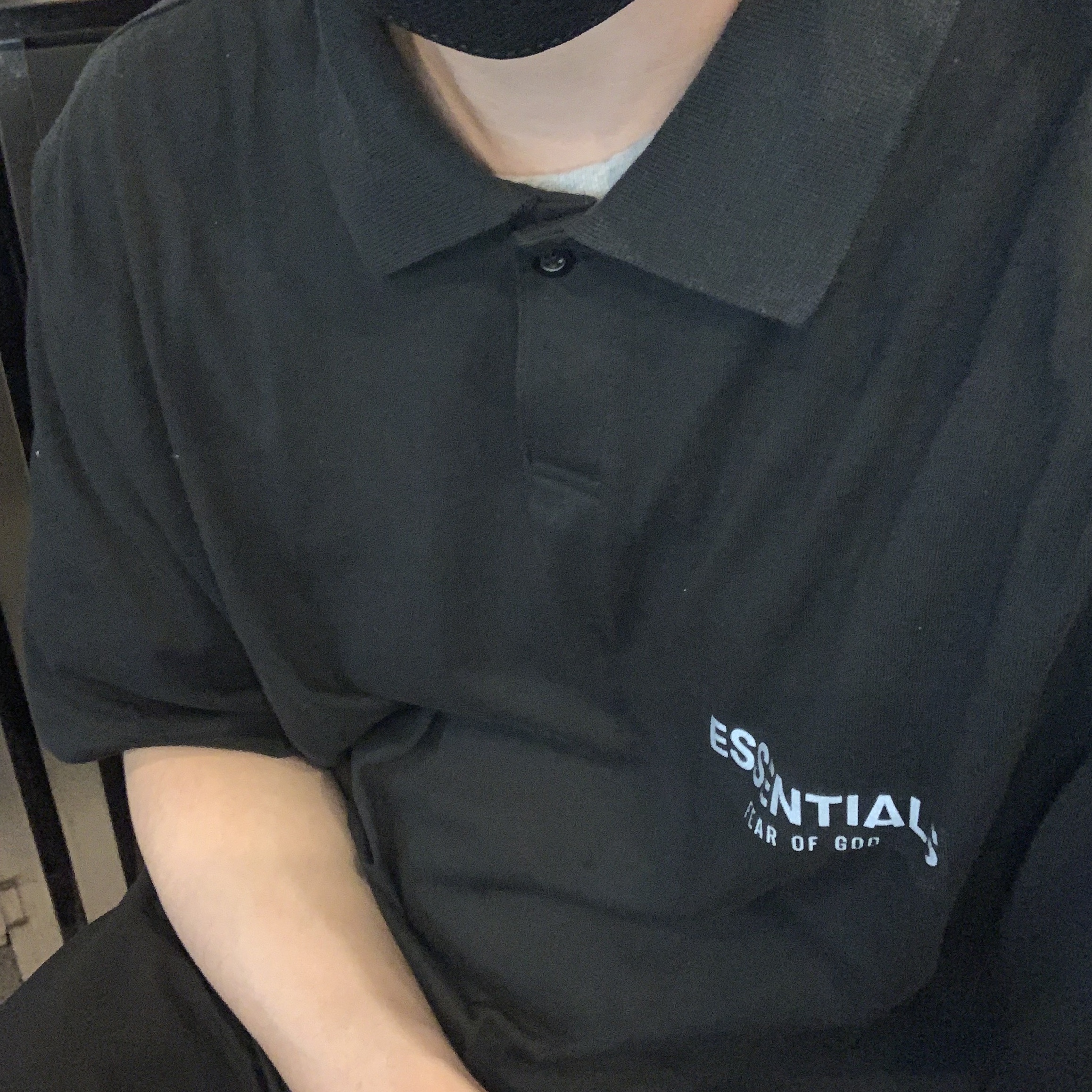 Essentials Short Sleeve Boxy Polo Dark Slate/Stretch Limo/Black - 20SS 착용 스타일