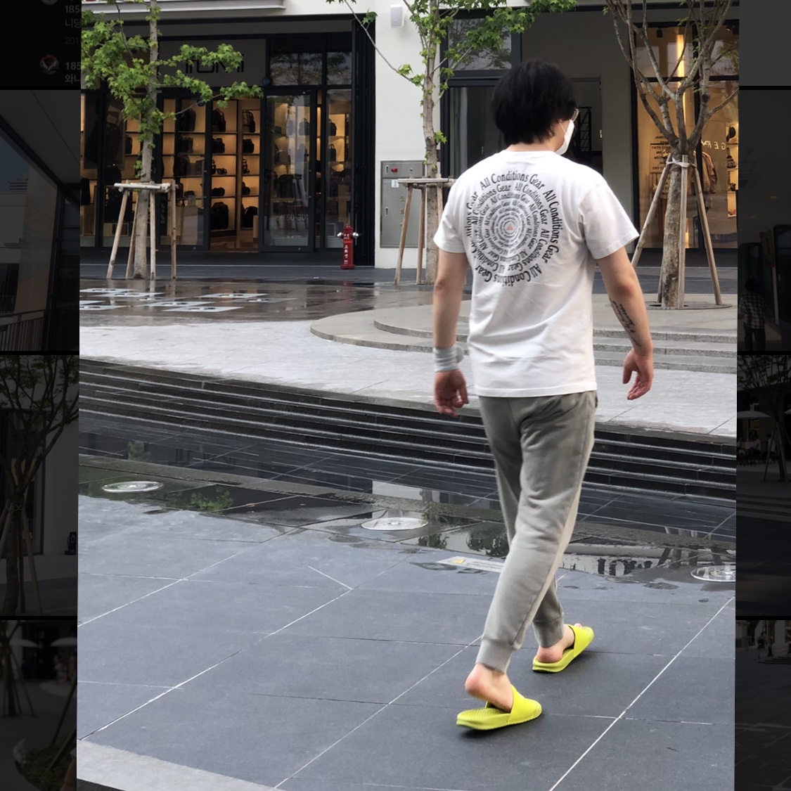 Nike x Stussy Benassi Slide Volt 착용 스타일 - 1