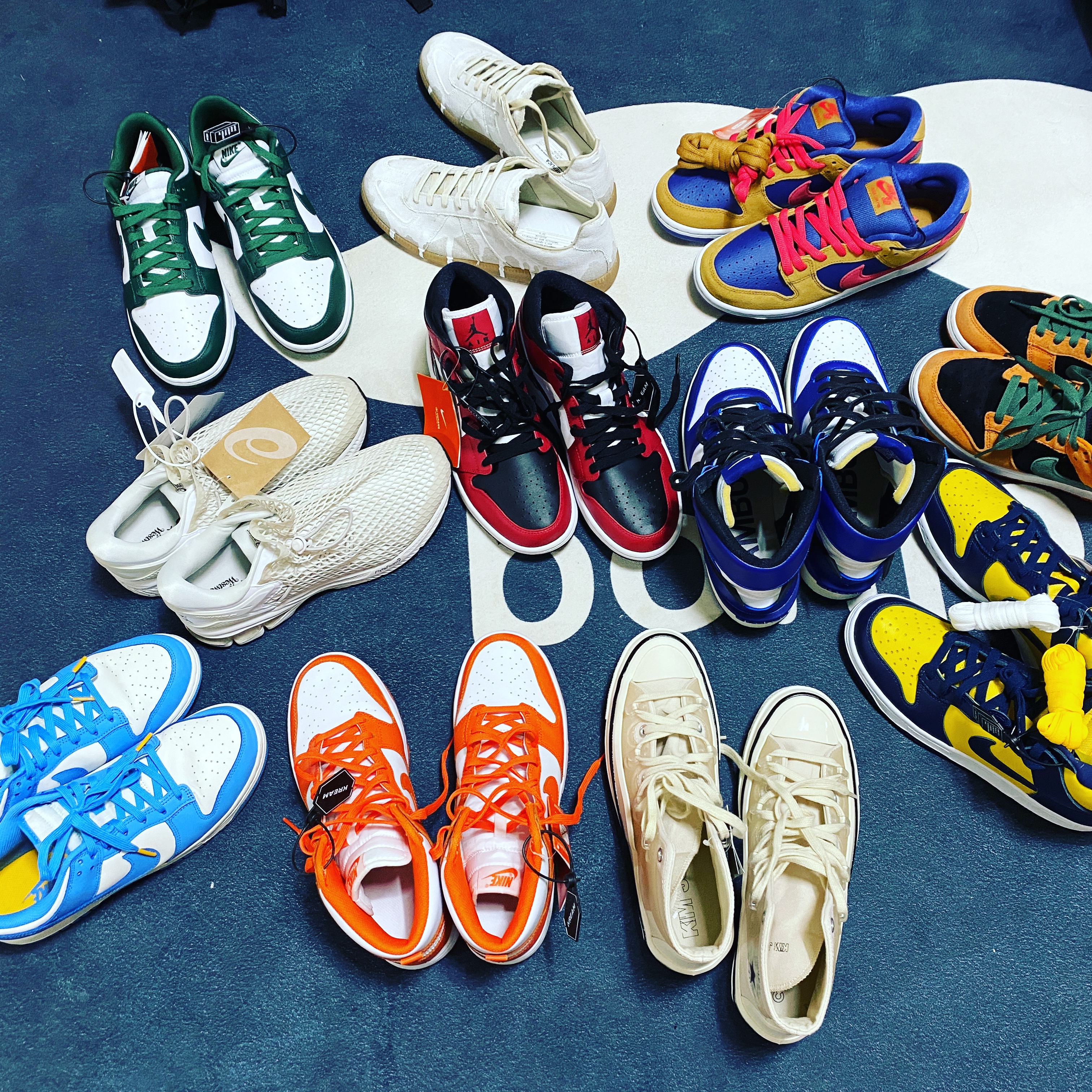 Nike x Ambush Dunk High Deep Royal Blue, Nike Dunk Low Retro Varsity Green 착용 스타일