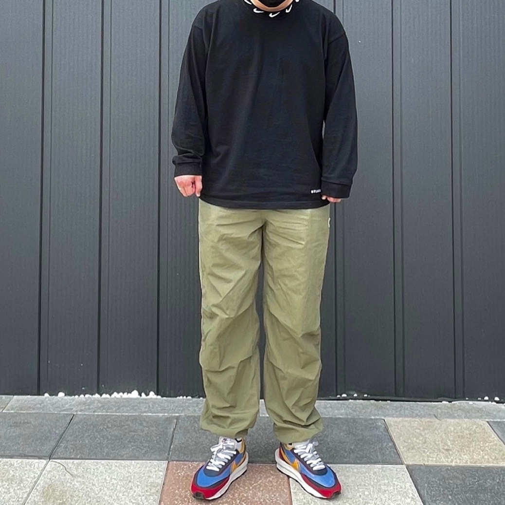 Nike x Sacai LDWaffle Blue Multi, Nike x Stussy NRG BR LS Knit Top 착용 스타일