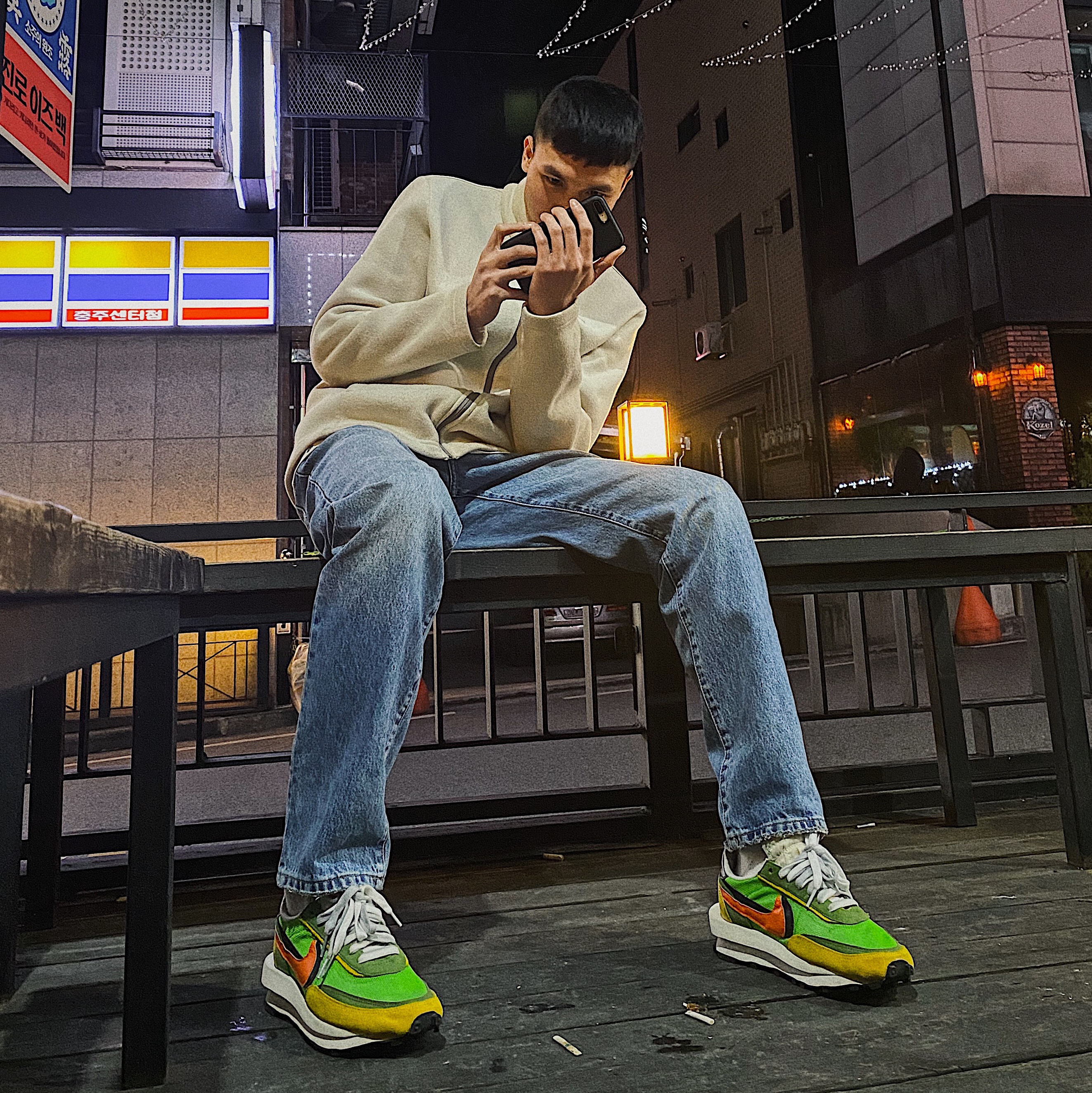 Nike x Sacai LDWaffle Green Multi 착용 스타일