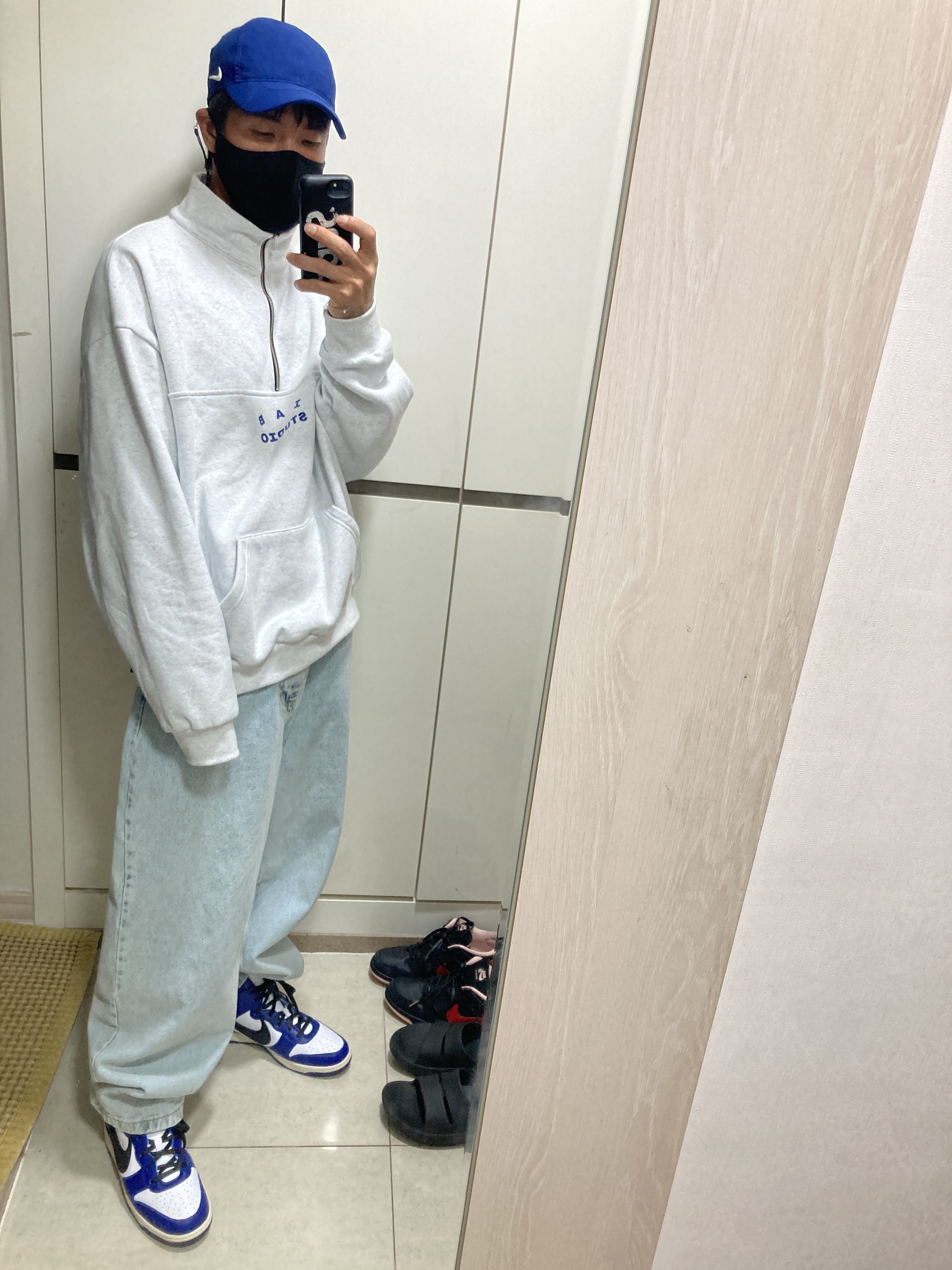 Nike x Ambush Dunk High Deep Royal Blue, IAB Studio Half Zip Pullover Light Gray ์ฐฉ์ฉ ์คํ์ผ