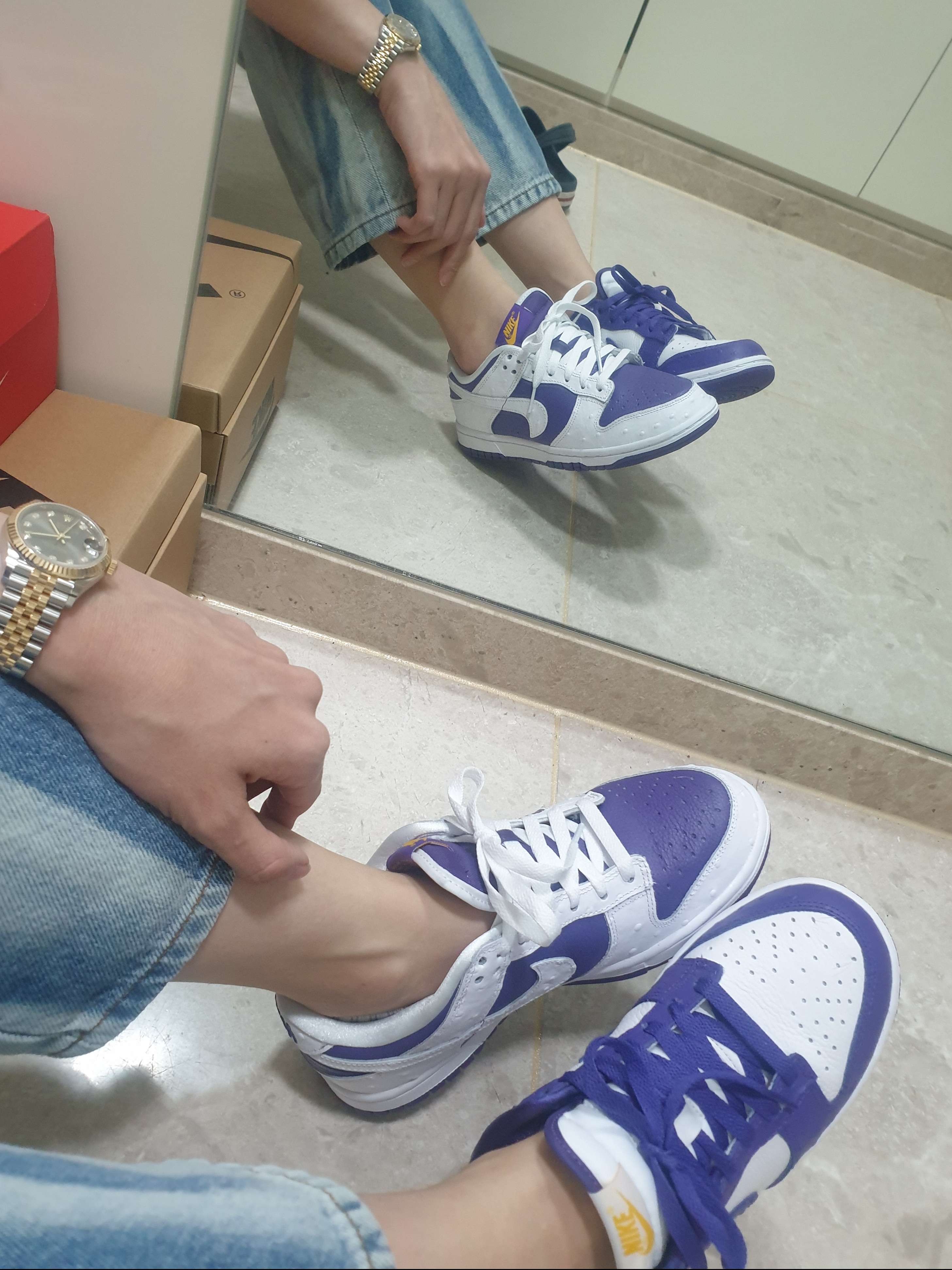 (W) Nike Dunk Low SE Flip 착용 스타일 - 4