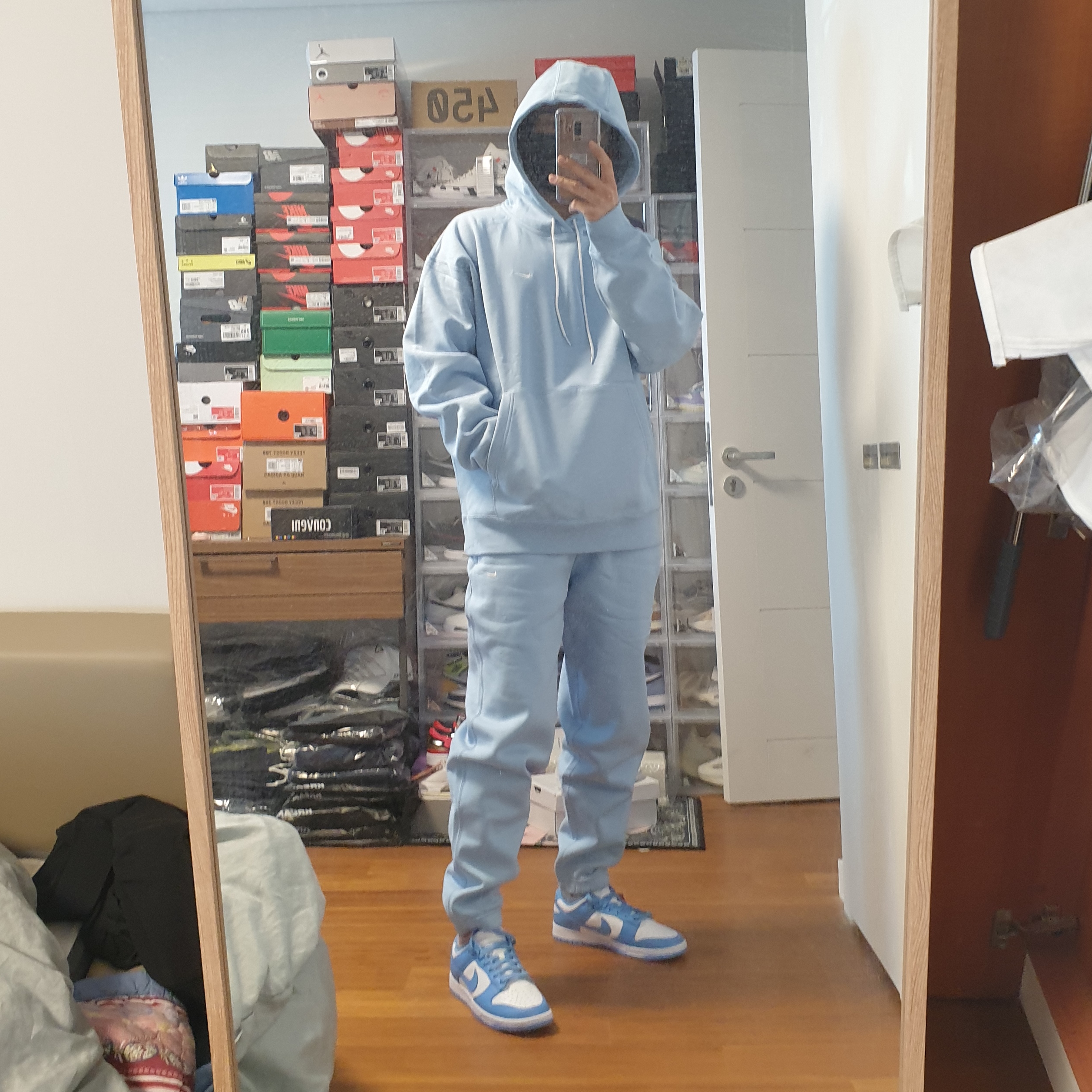 Nike NRG Solo Swoosh Fleece Hoodie Psychic Blue - Asia, Nike M NRG Sweatpants Psychic Blue 착용 스타일 - 1