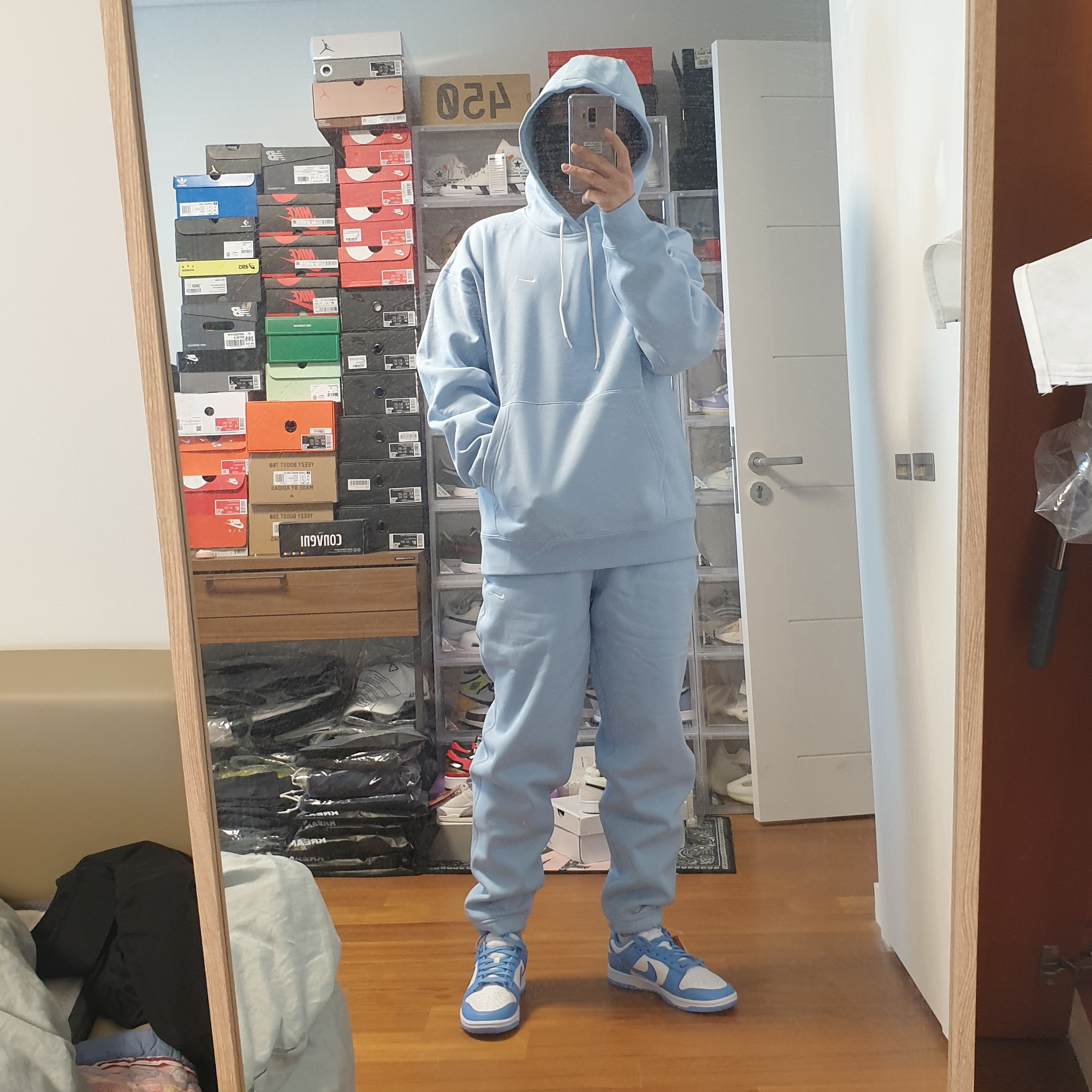 Nike NRG Solo Swoosh Fleece Hoodie Psychic Blue - Asia, Nike M NRG Sweatpants Psychic Blue 착용 스타일 - 2