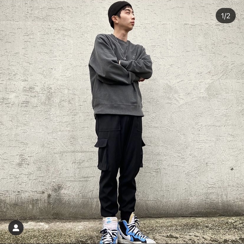 Nike x Sacai Blazer Mid White Black Legend Blue 착용 스타일