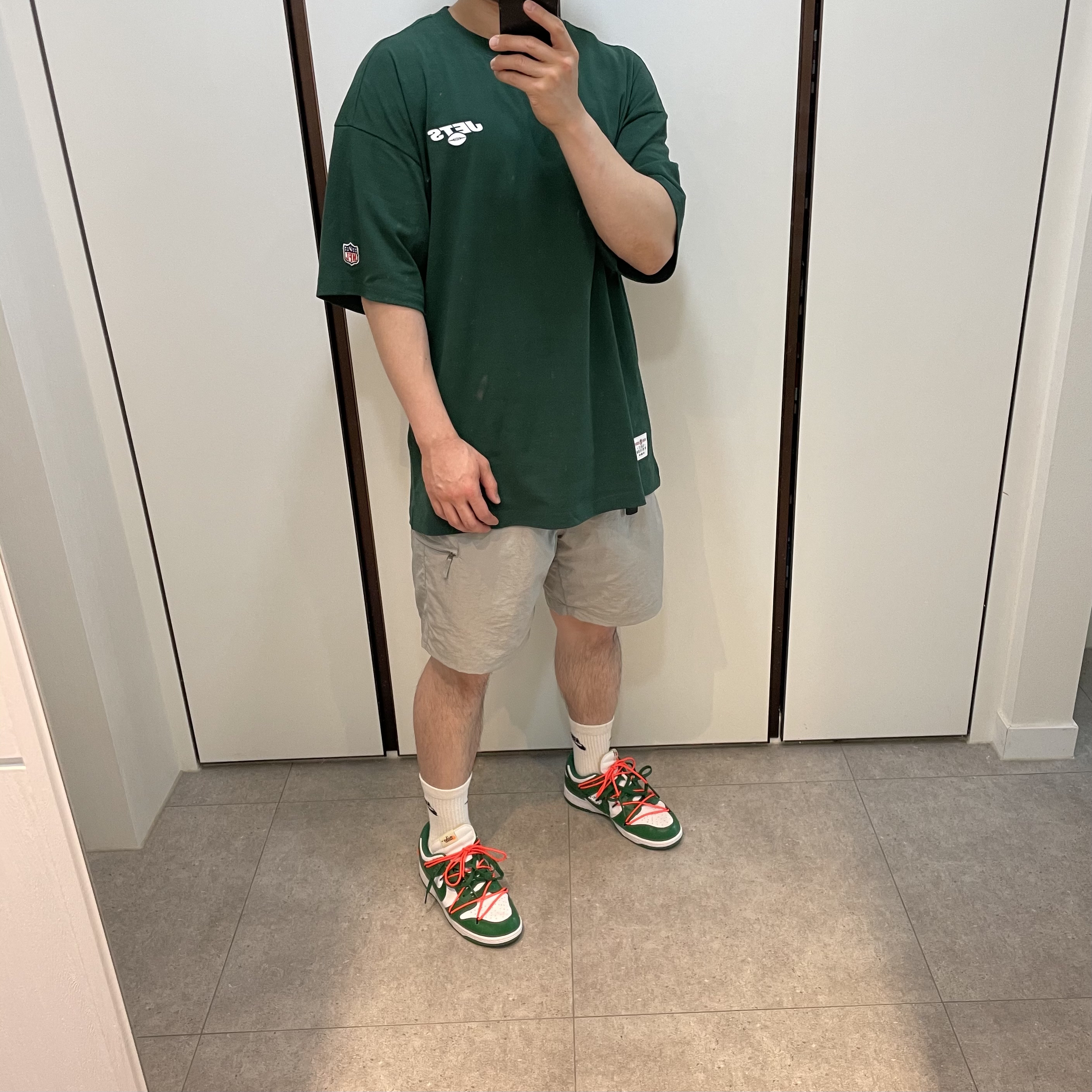 Nike x Off-White Dunk Low Pine Green 착용 스타일