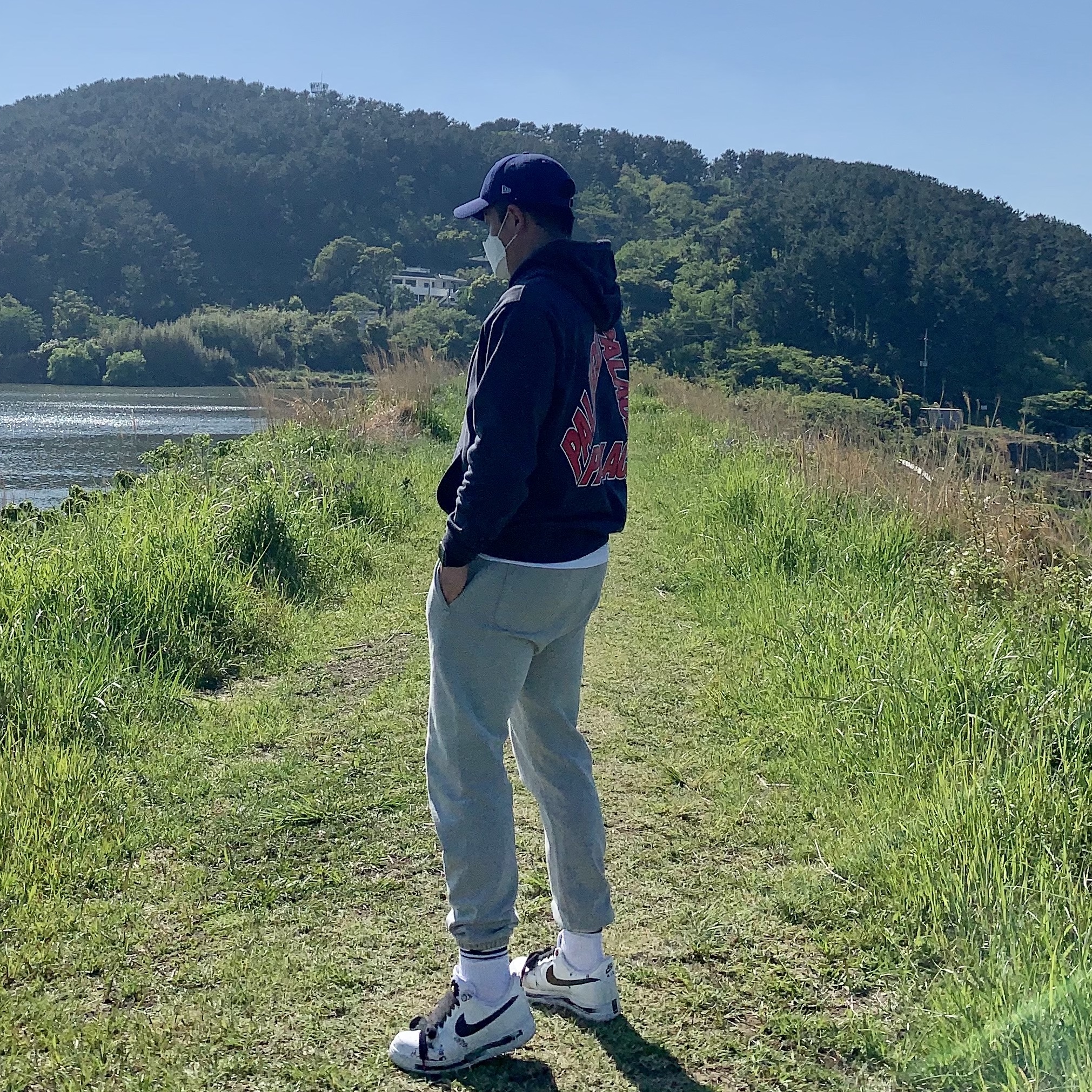 Palace P3 Team Hood Navy - 20FW, Nike x Peaceminusone Air Force 1 Low Para-Noise 2.0 착용 스타일