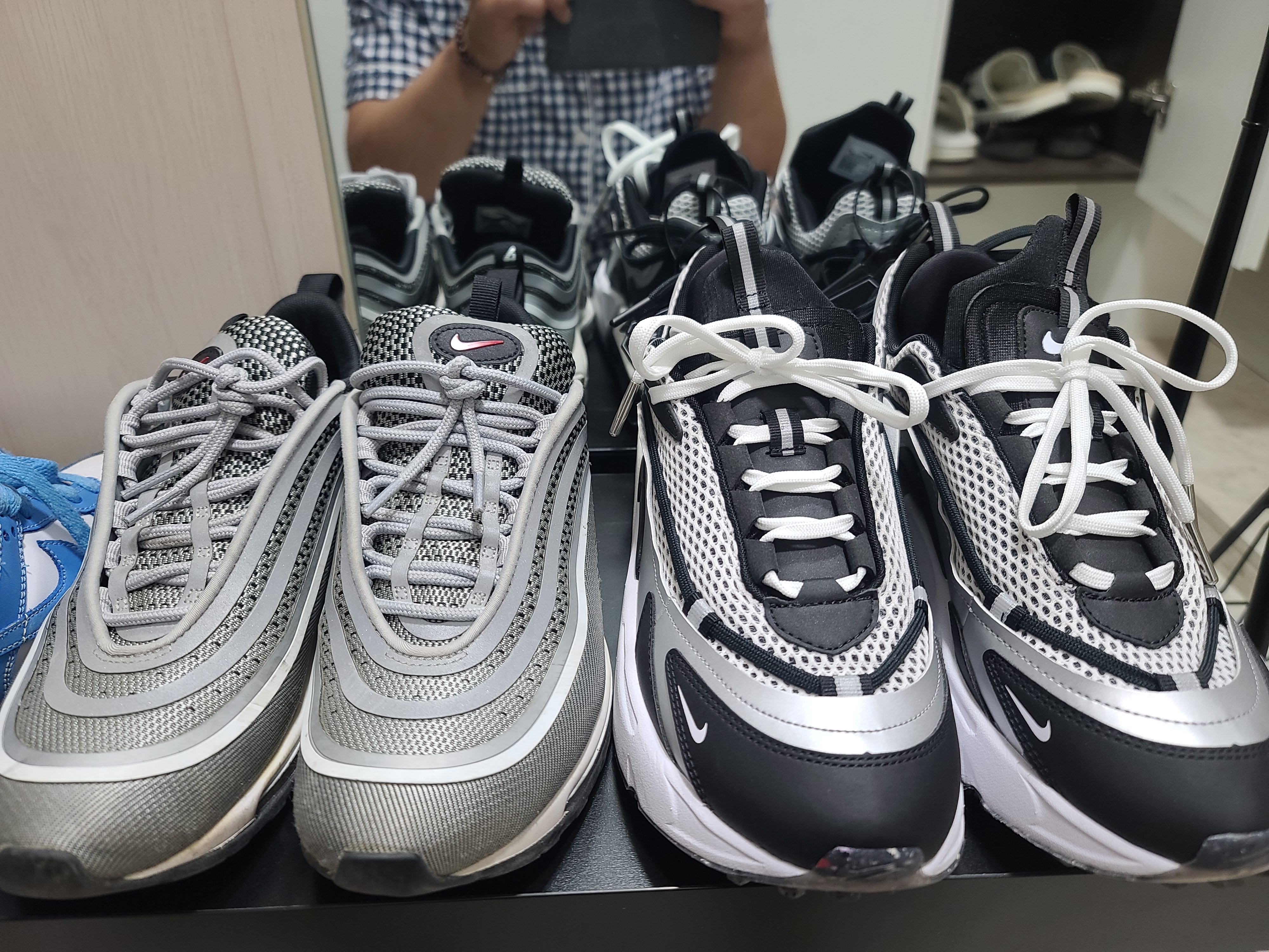 (W) Nike Air Max Furyosa Silver and Black, Nike Air Max 97 Ultra 17 Silver Bullet 착용 스타일 - 1
