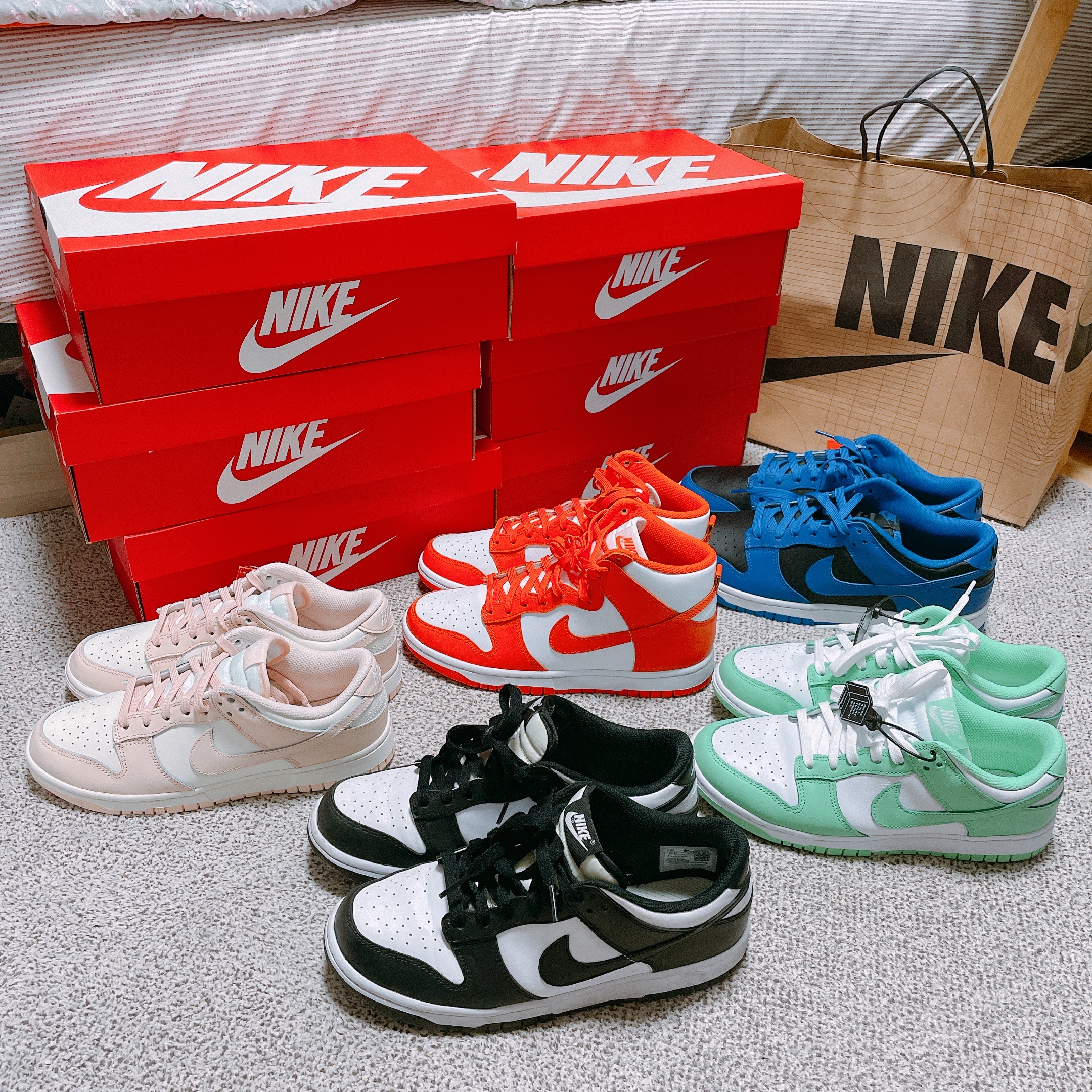 Nike Dunk Low Retro Black, (W) Nike Dunk Low Orange Pearl 착용 스타일