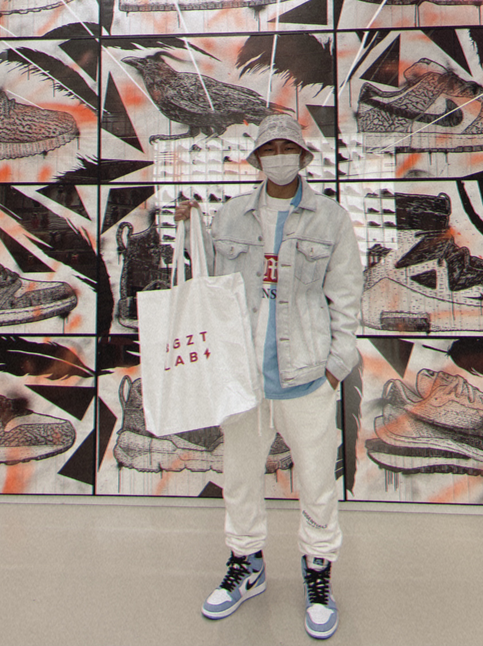 Jordan 1 Retro High OG University Blue, Essentials Sweatpants Cream - 21SS 착용 스타일 - 1