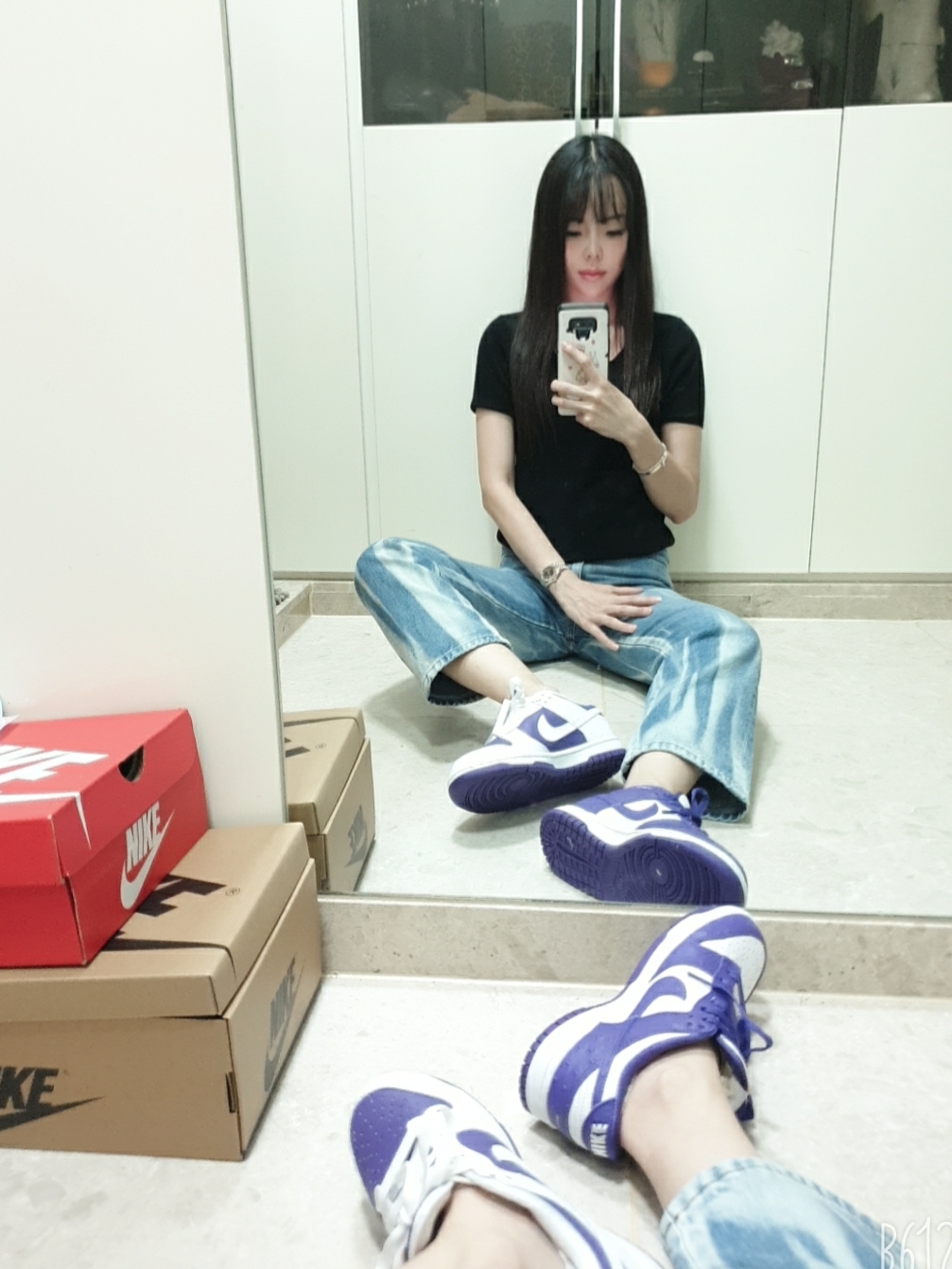 (W) Nike Dunk Low SE Flip 착용 스타일 - 3