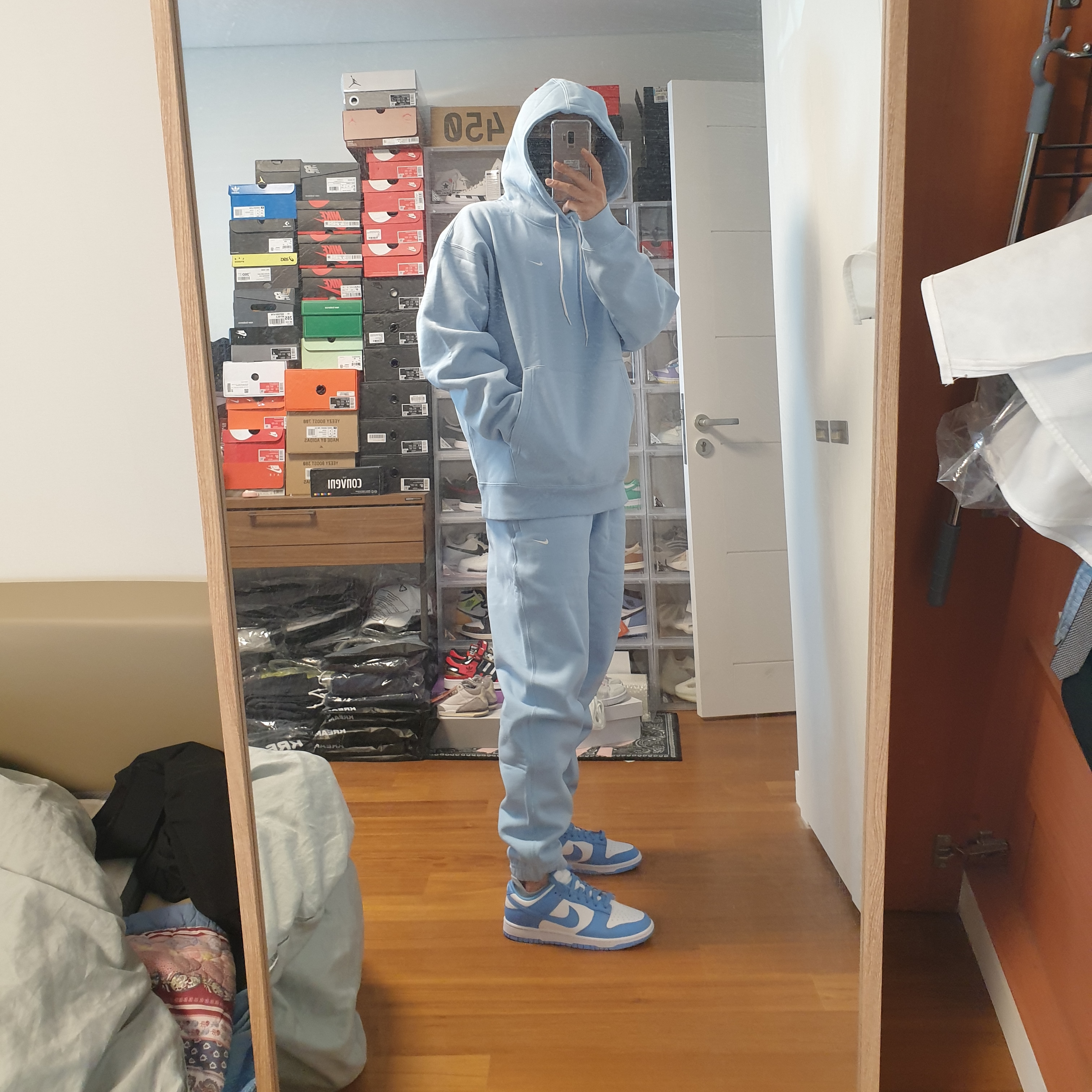 Nike NRG Solo Swoosh Fleece Hoodie Psychic Blue - Asia, Nike M NRG Sweatpants Psychic Blue 착용 스타일 - 3