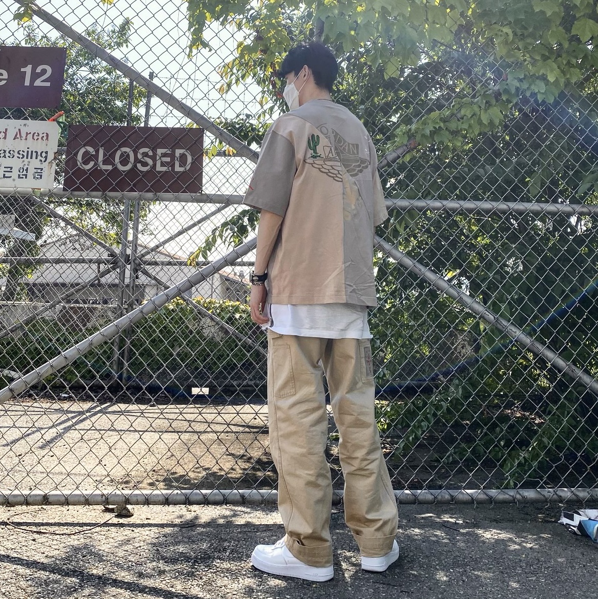 Jordan x Travis Scott S/S Top - Asia, Jordan x Travis Scott Canvas Pants - Asia 착용 스타일