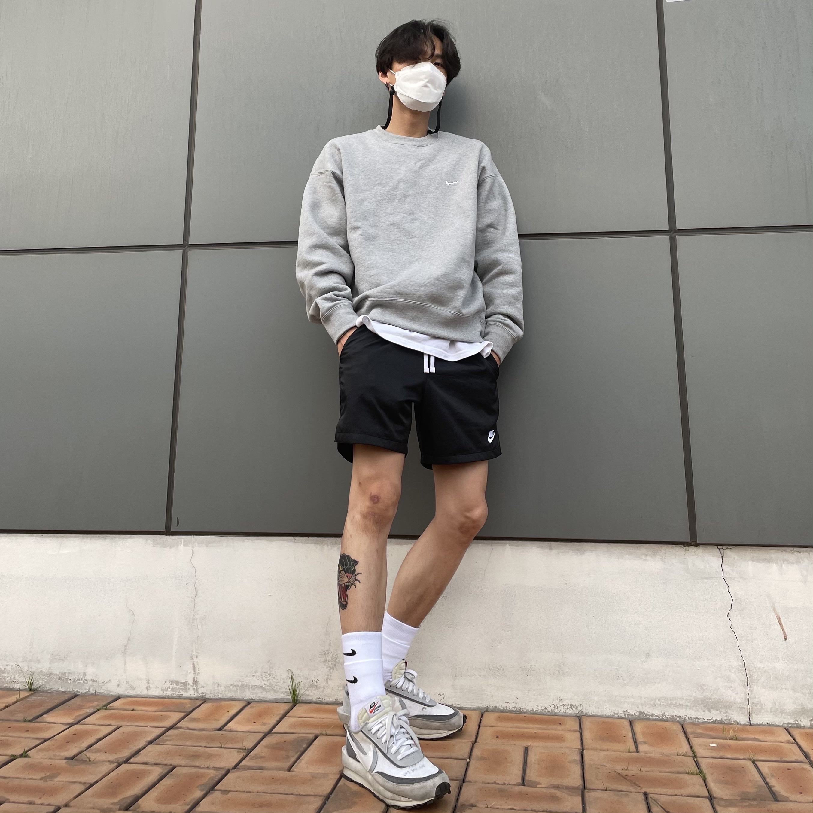 Nike x Matthew M Williams NRG Socks White, Nike x Sacai LDWaffle Summit White 착용 스타일 - 1