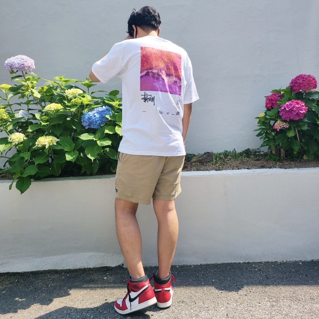 Stussy Ocean Dream T-Shirt White, Jordan 1 Retro High Spider-Man Origin Story 착용 스타일 - 2