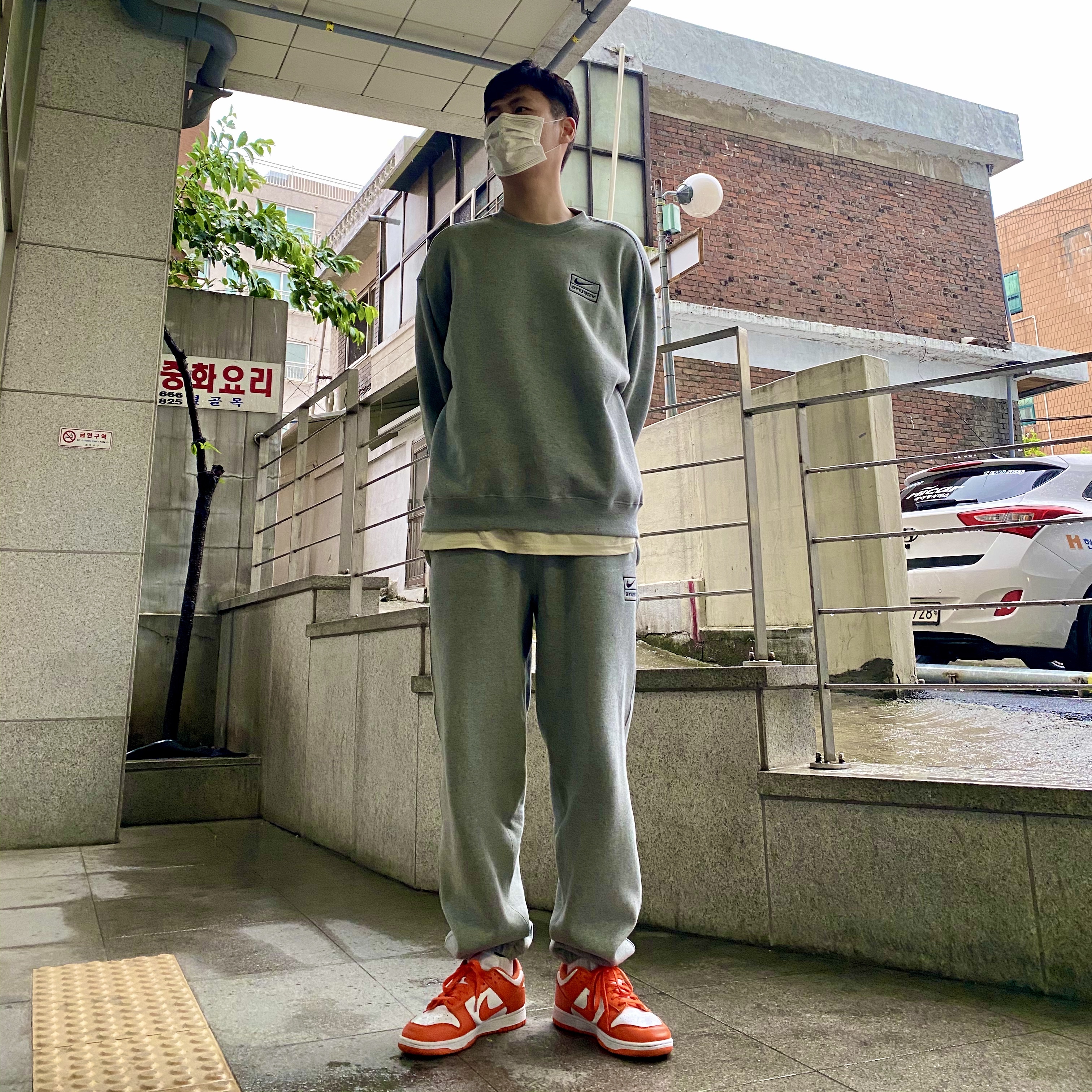 Nike x Stussy NRG BR Fleece Pants Grey, Nike x Stussy NRG BR Crew Fleece Grey 착용 스타일