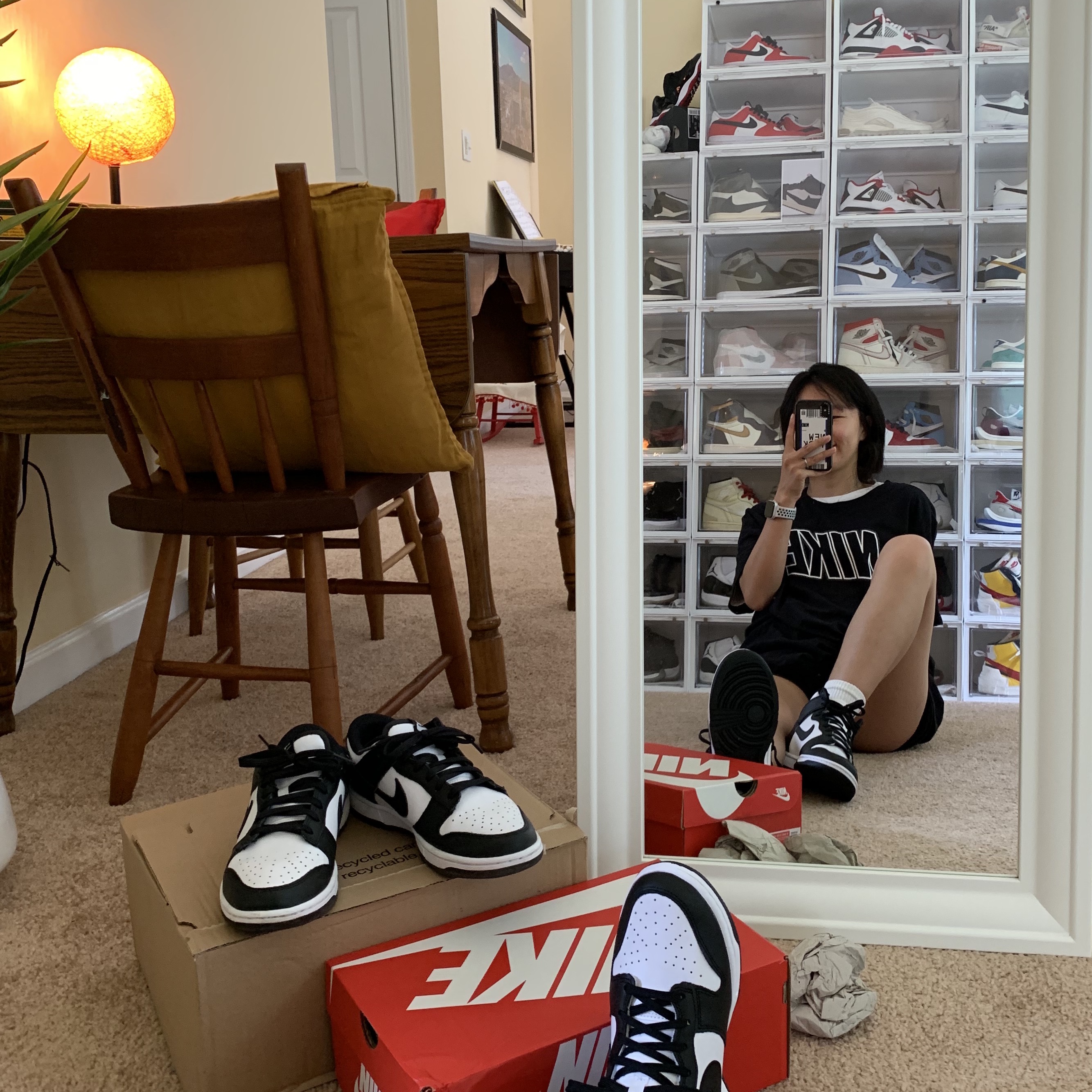 (W) Nike Dunk Low Black, (W) Nike Dunk High Black and White 착용 스타일 - 2