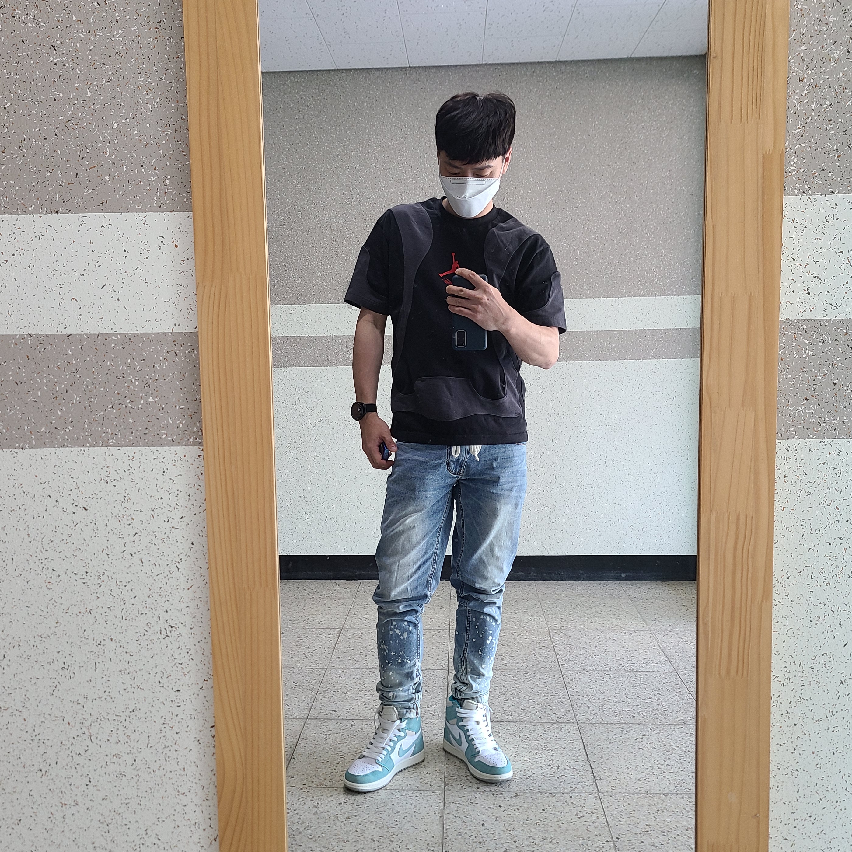 Jordan x Off-White T-Shirt Black - Asia, Jordan 1 Retro High OG Turbo Green 착용 스타일