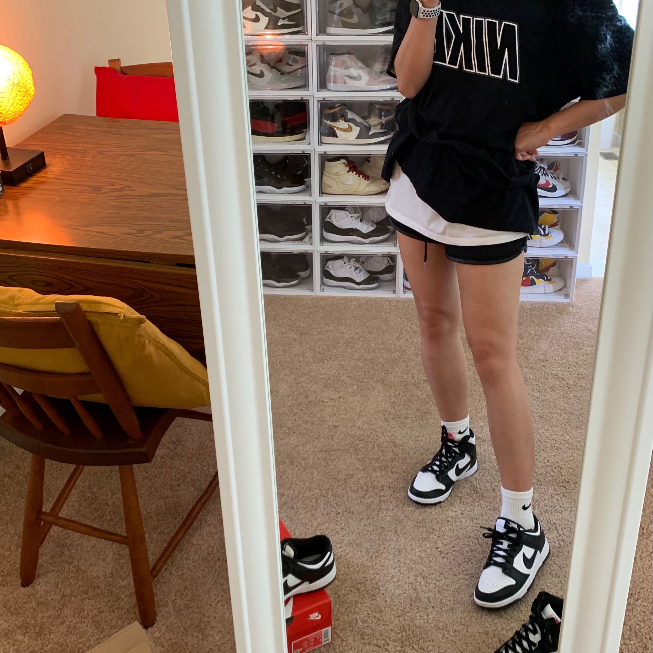 (W) Nike Dunk Low Black, (W) Nike Dunk High Black and White 착용 스타일 - 1