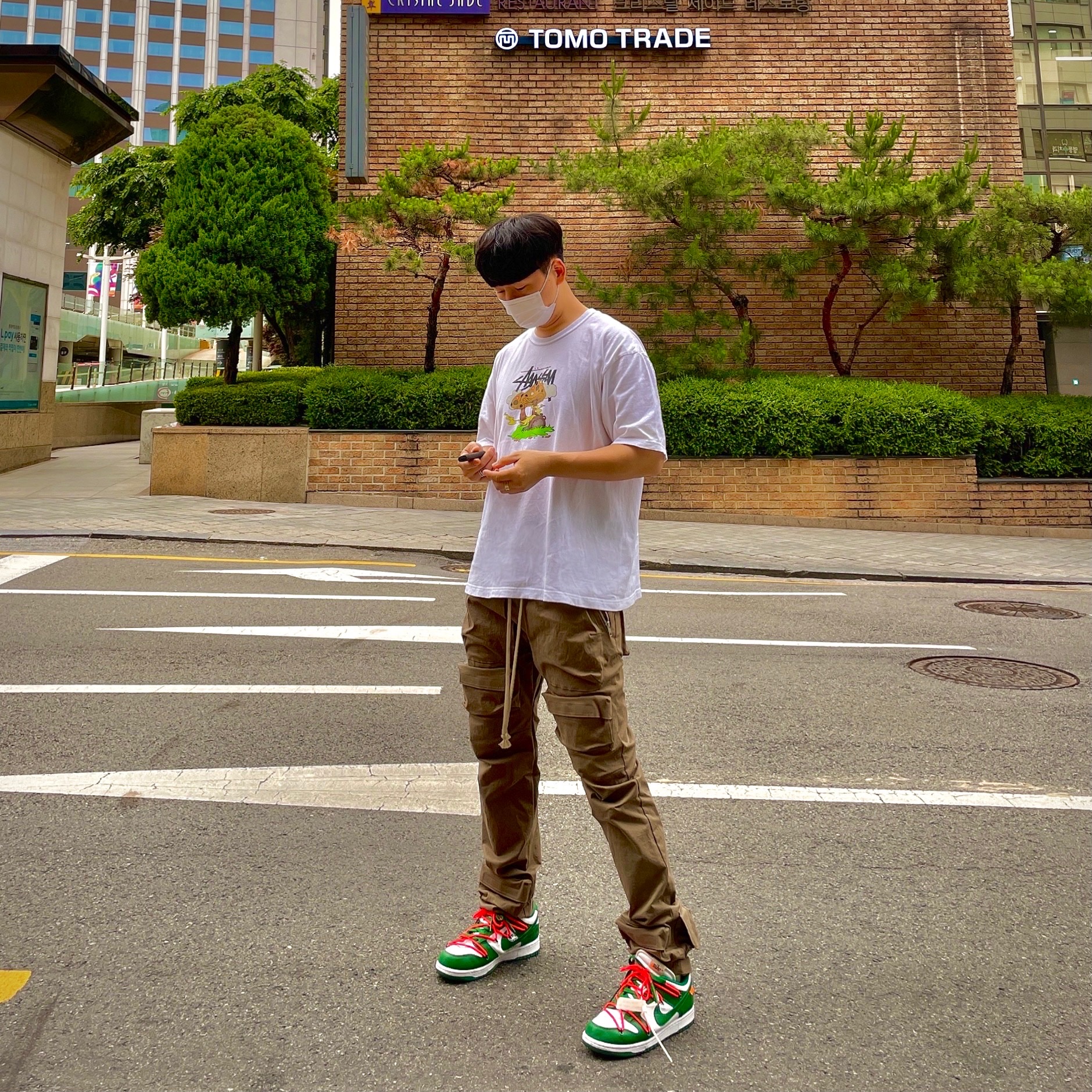 Nike x Off-White Dunk Low Pine Green 착용 스타일