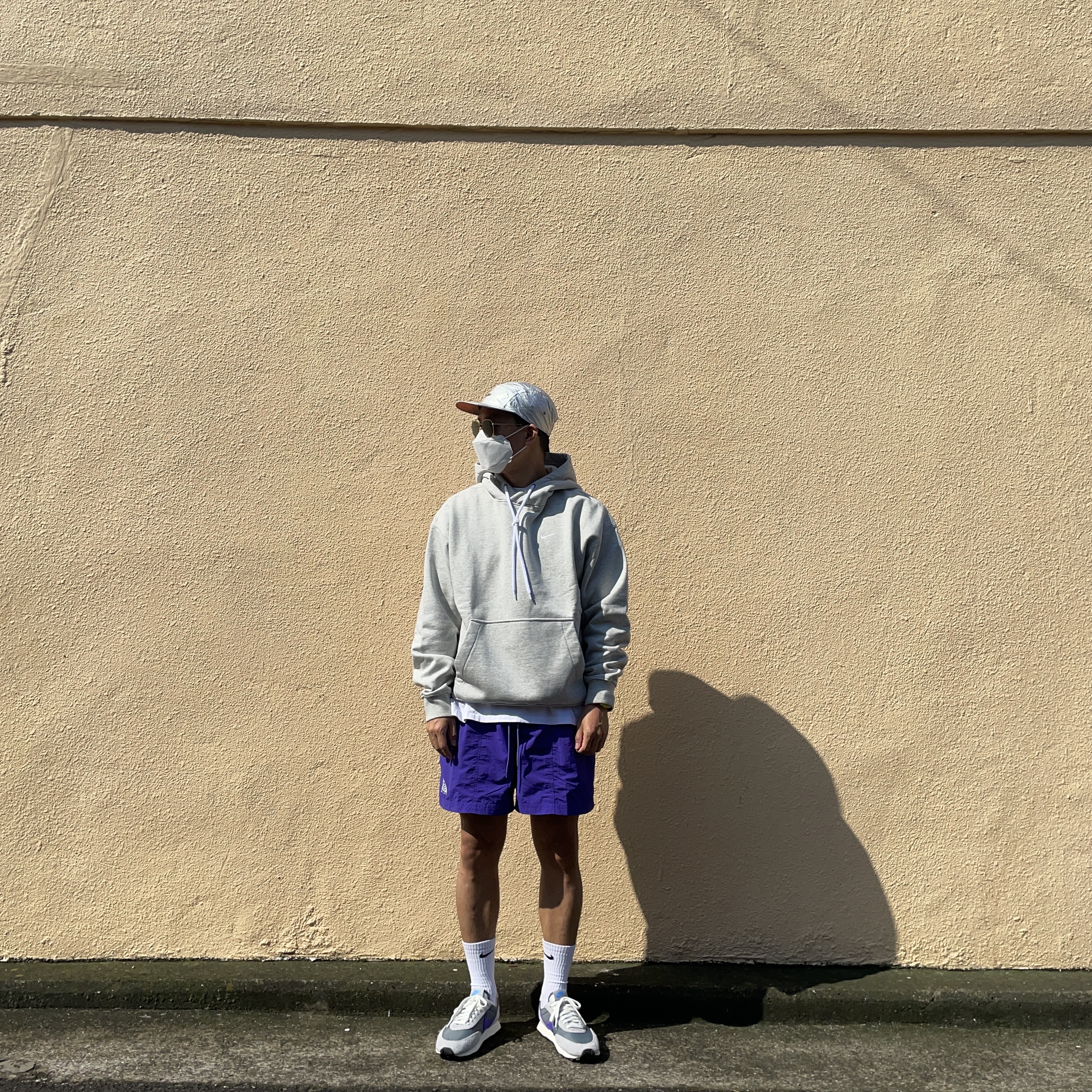 Nike M NRG Hoodie Grey Heather, Nike Daybreak SP Cool Grey Hyper Grape 착용 스타일
