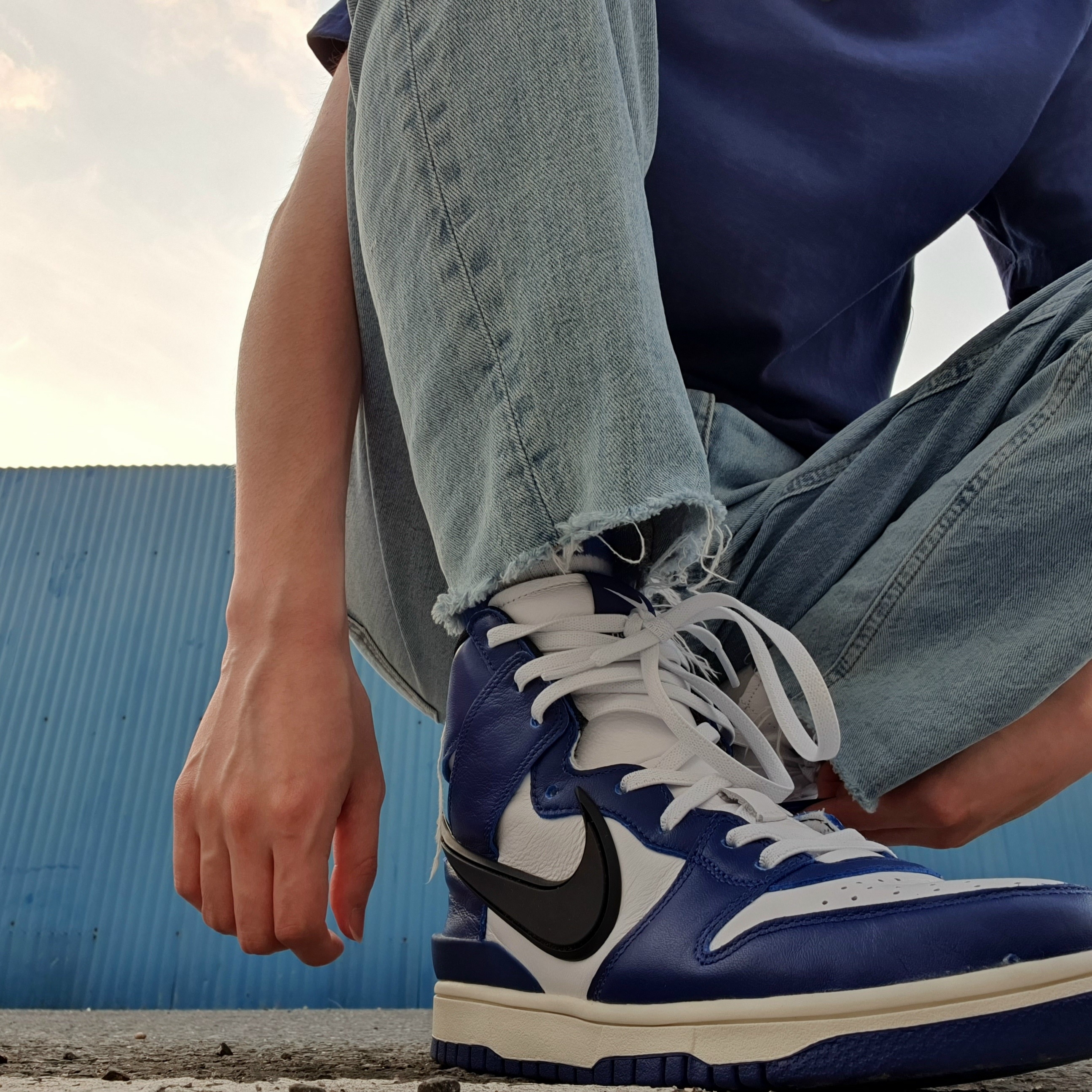 Nike x Ambush Dunk High Deep Royal Blue 착용 스타일