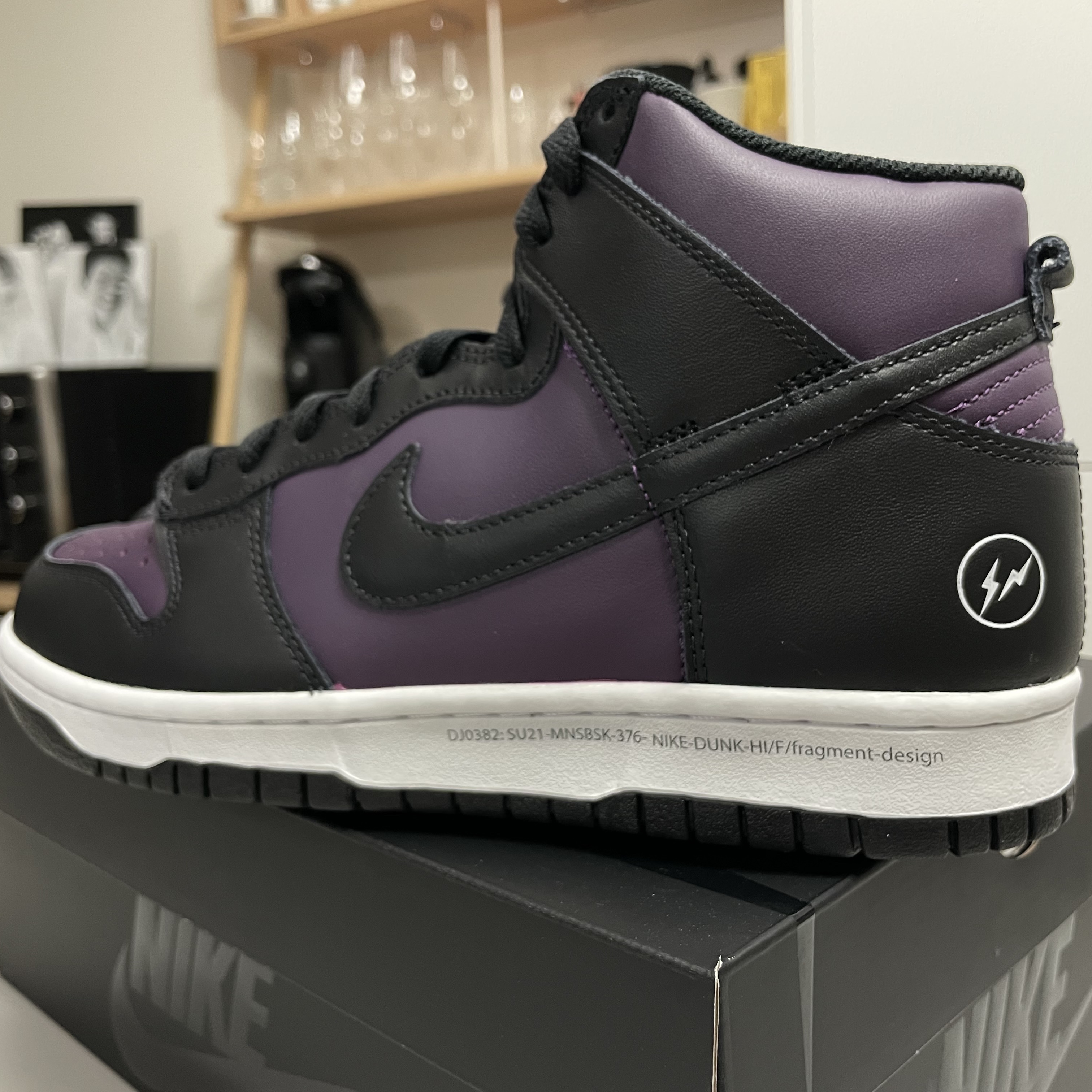 Nike x Fragment Dunk High Black 착용 스타일 - 1