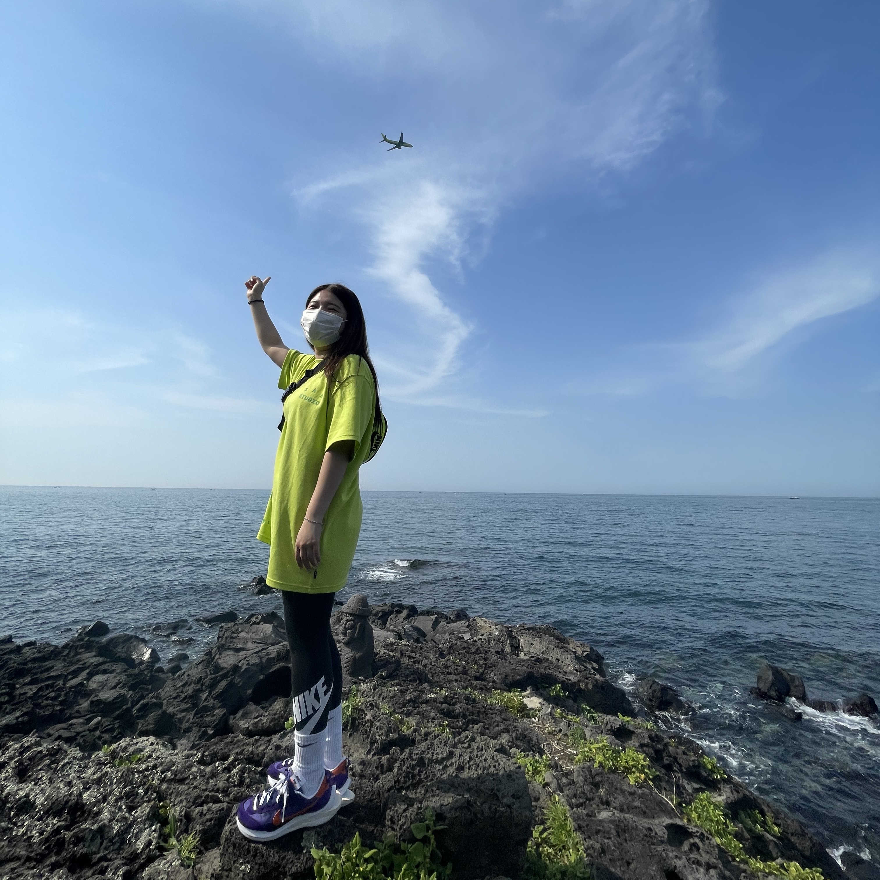 Nike x Sacai VaporWaffle Dark Iris, IAB Studio Splashed T-Shirt Lime 착용 스타일 - 2