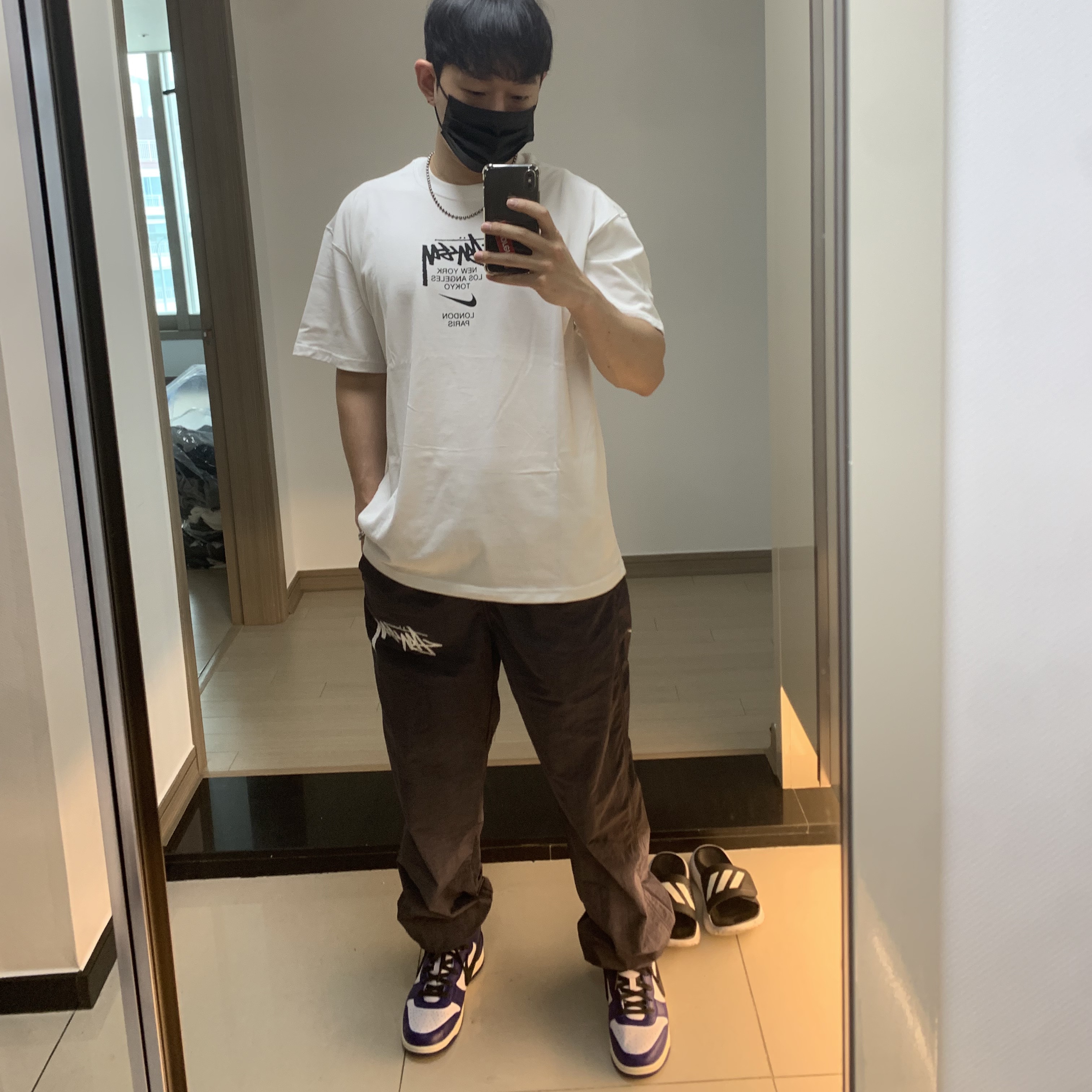 Nike x Stussy Beach Pants Off Noir, Nike x Ambush Dunk High Deep Royal Blue 착용 스타일
