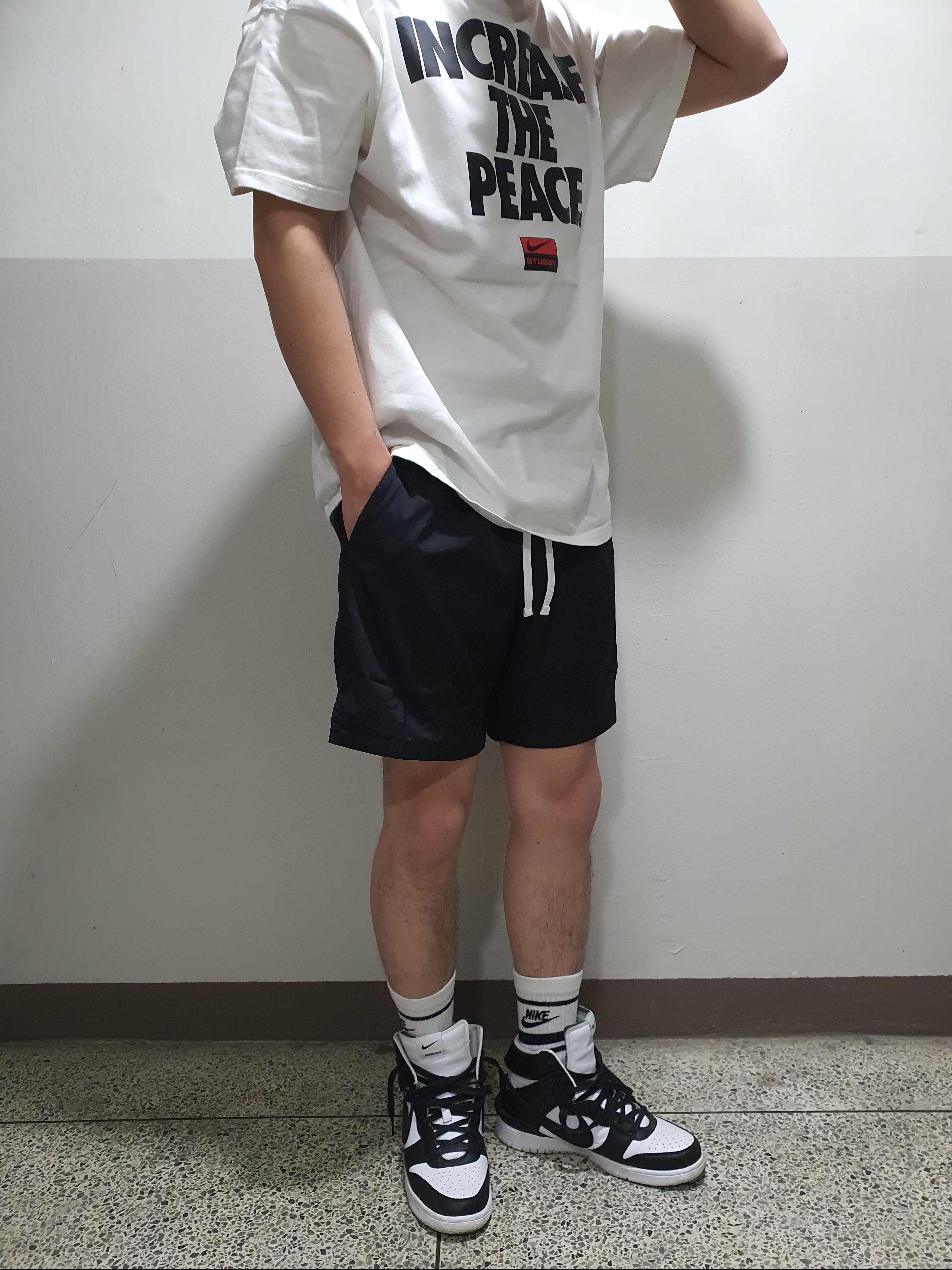 Nike x Stussy Increase The Peace T-Shirt - Asia, Nike x Ambush Dunk High Black 착용 스타일