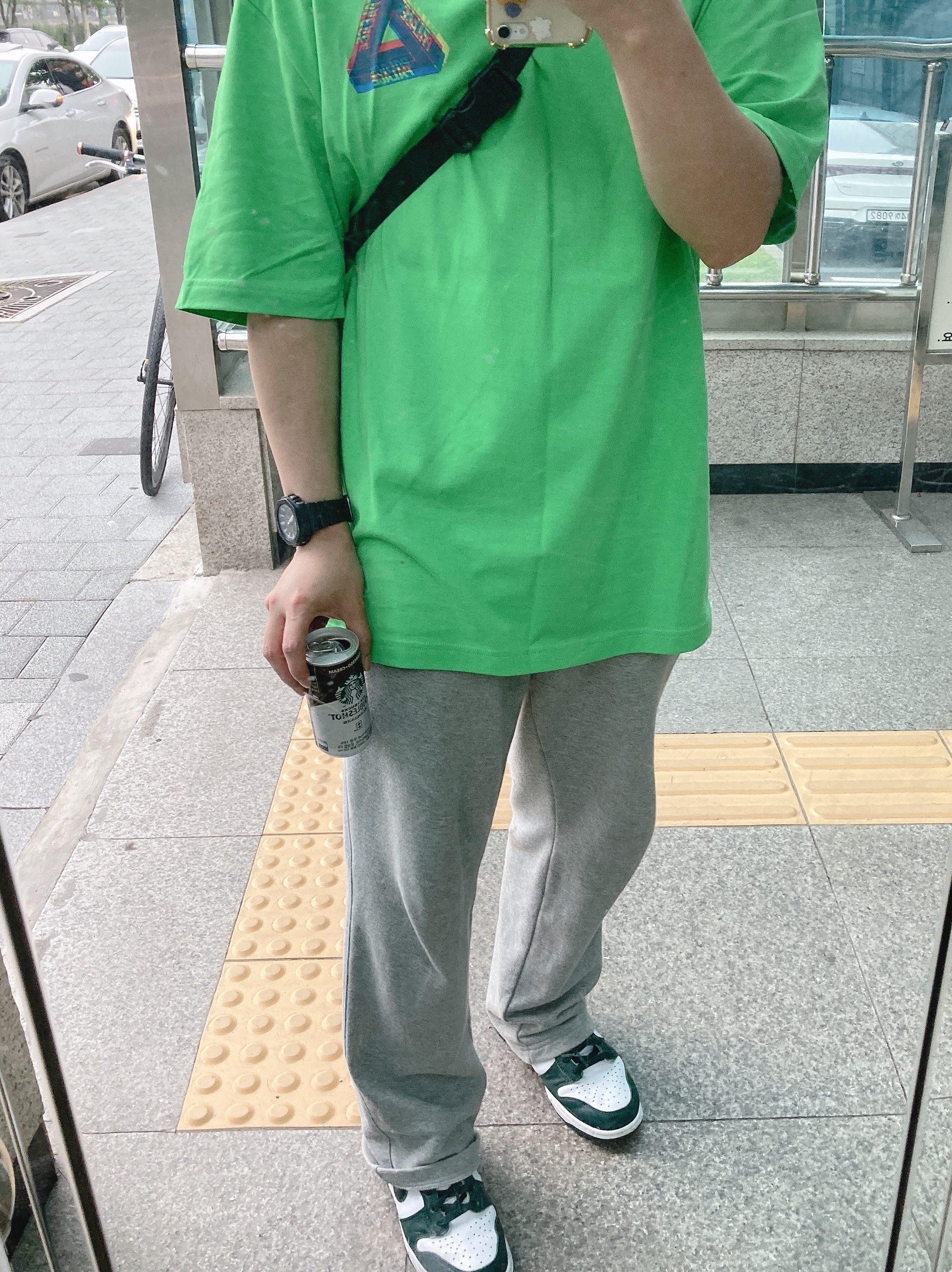 Nike Dunk High SP Spartan Green, Palace Tri-Ferg Colour Blur T-Shirt Light Lime - 20FW 착용 스타일