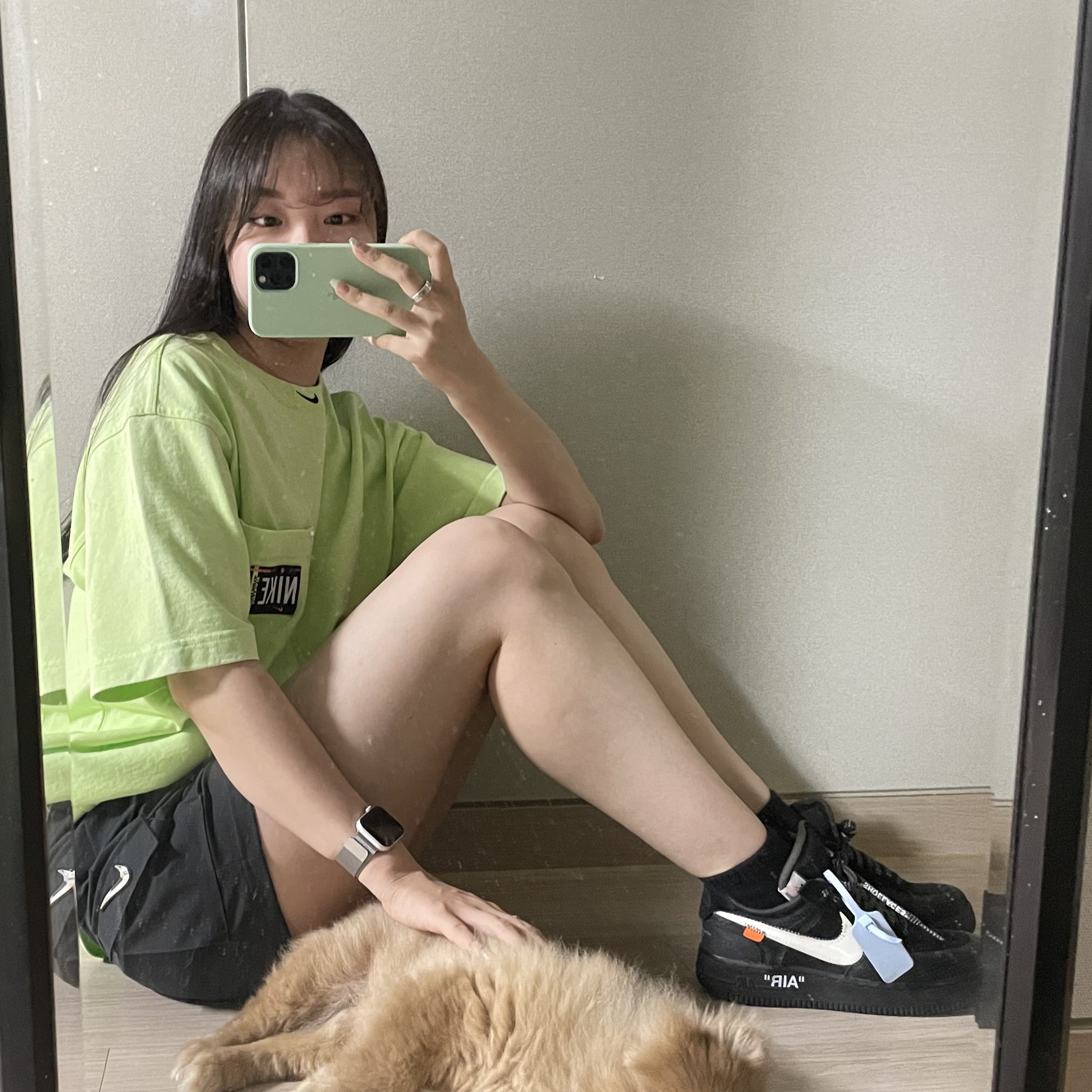 Nike x Off-White Air Force 1 Low Black White 착용 스타일 - 2