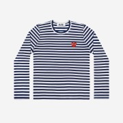 (W) Play Comme des Garcons Striped LS T-Shirt Navy White