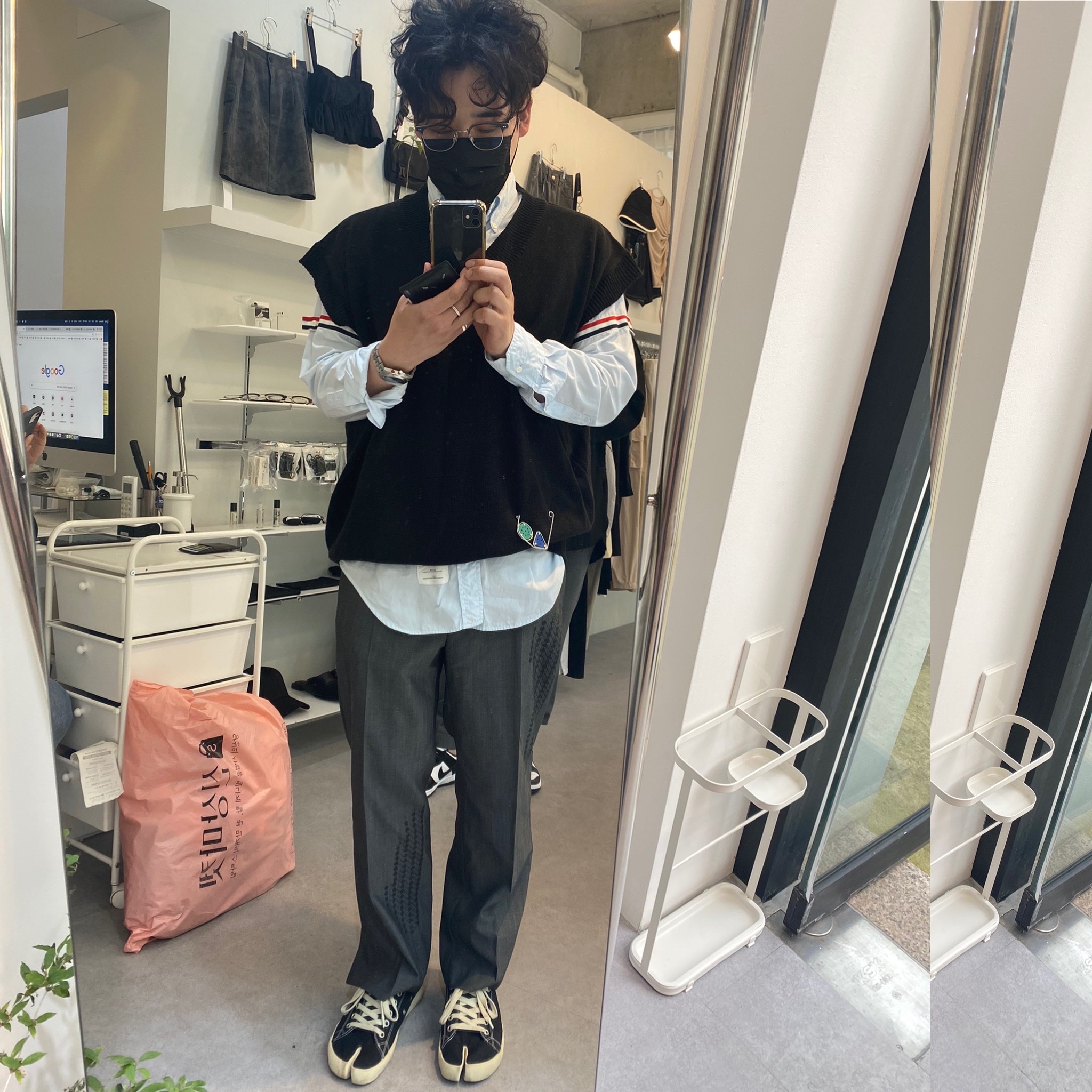 Maison Margiela Tabi Low Black 착용 스타일 - 1