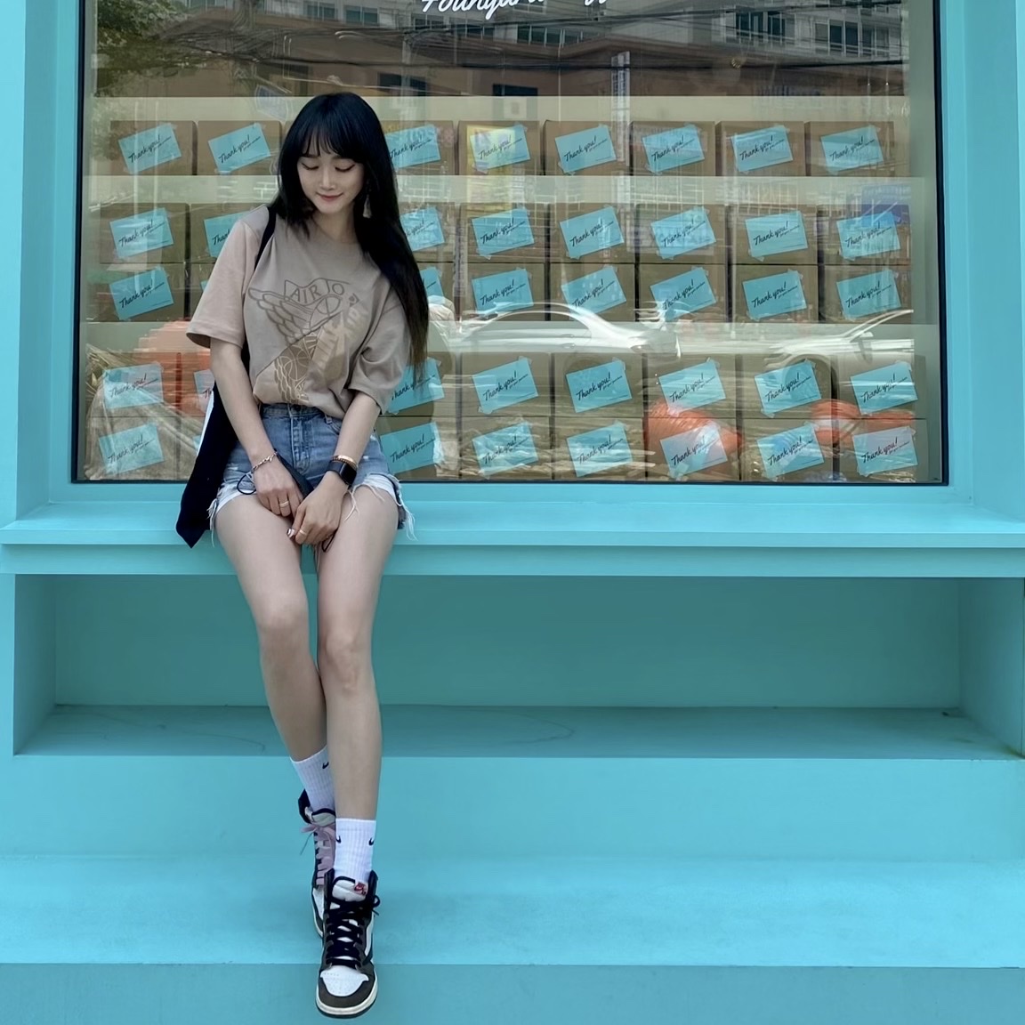 Jordan 1 x Travis Scott Retro High OG SP Mocha, Jordan x Travis Scott S/S Top - Asia 착용 스타일 - 2
