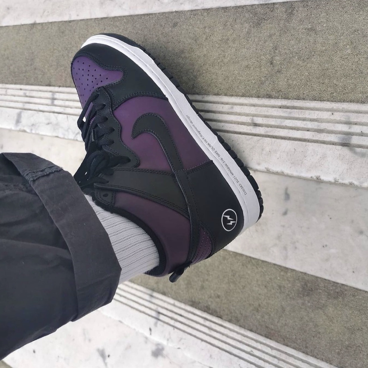 Nike x Fragment Dunk High Black 착용 스타일 - 1