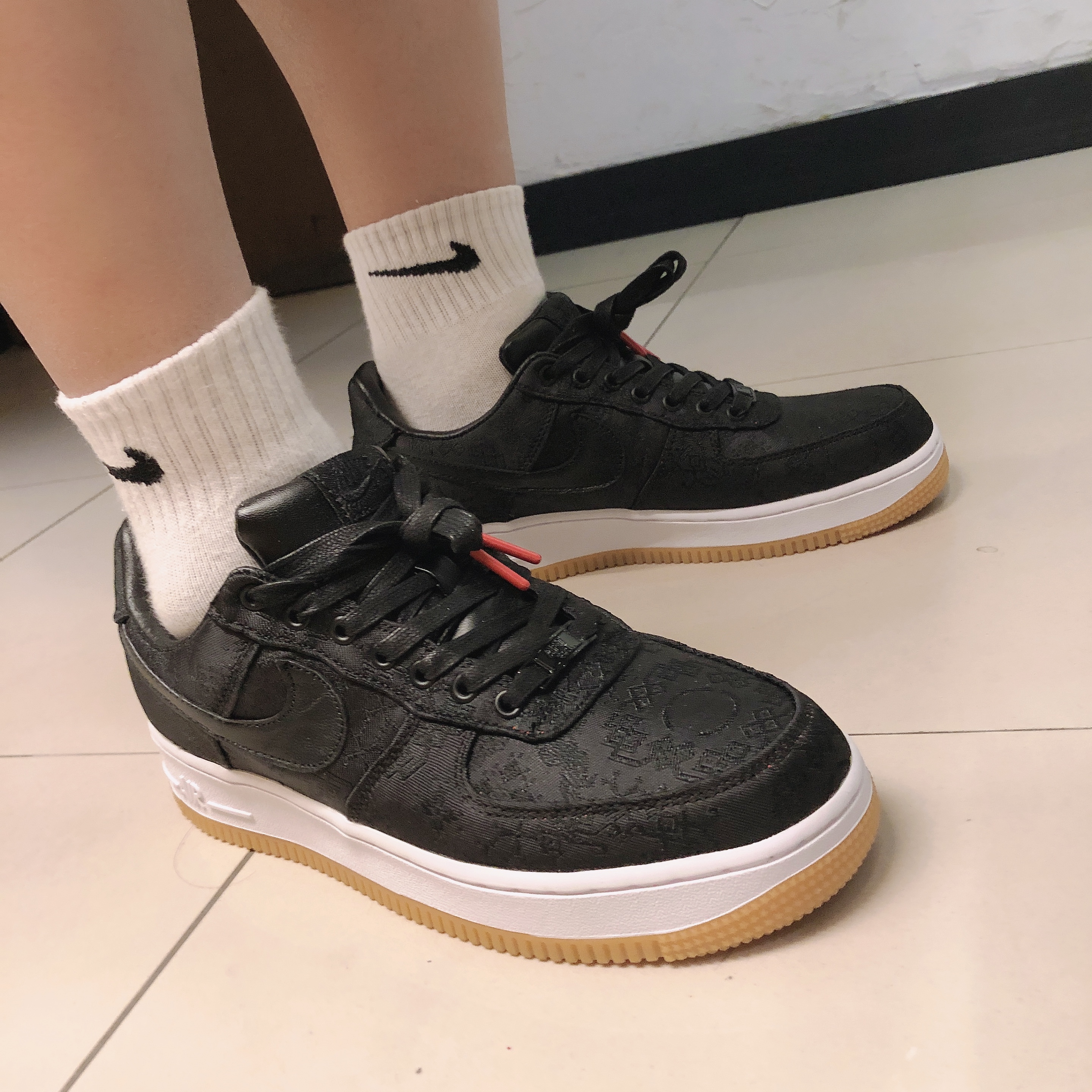 Nike x Clot x Fragment Air Force 1 Low Black Silk 착용 스타일 - 1