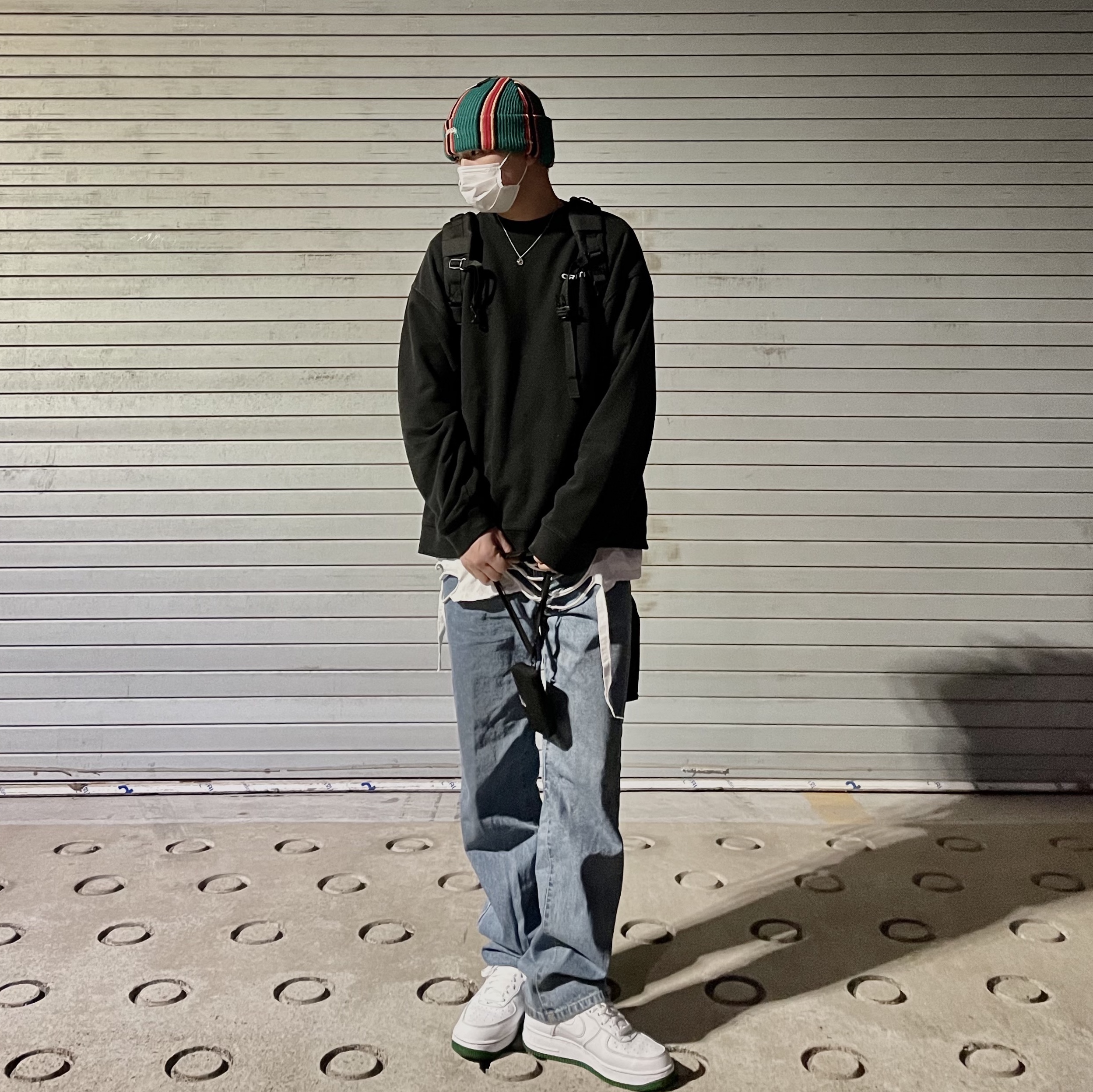 Nike Air Force 1 '07 Stitch Pine Green 착용 스타일 - 1