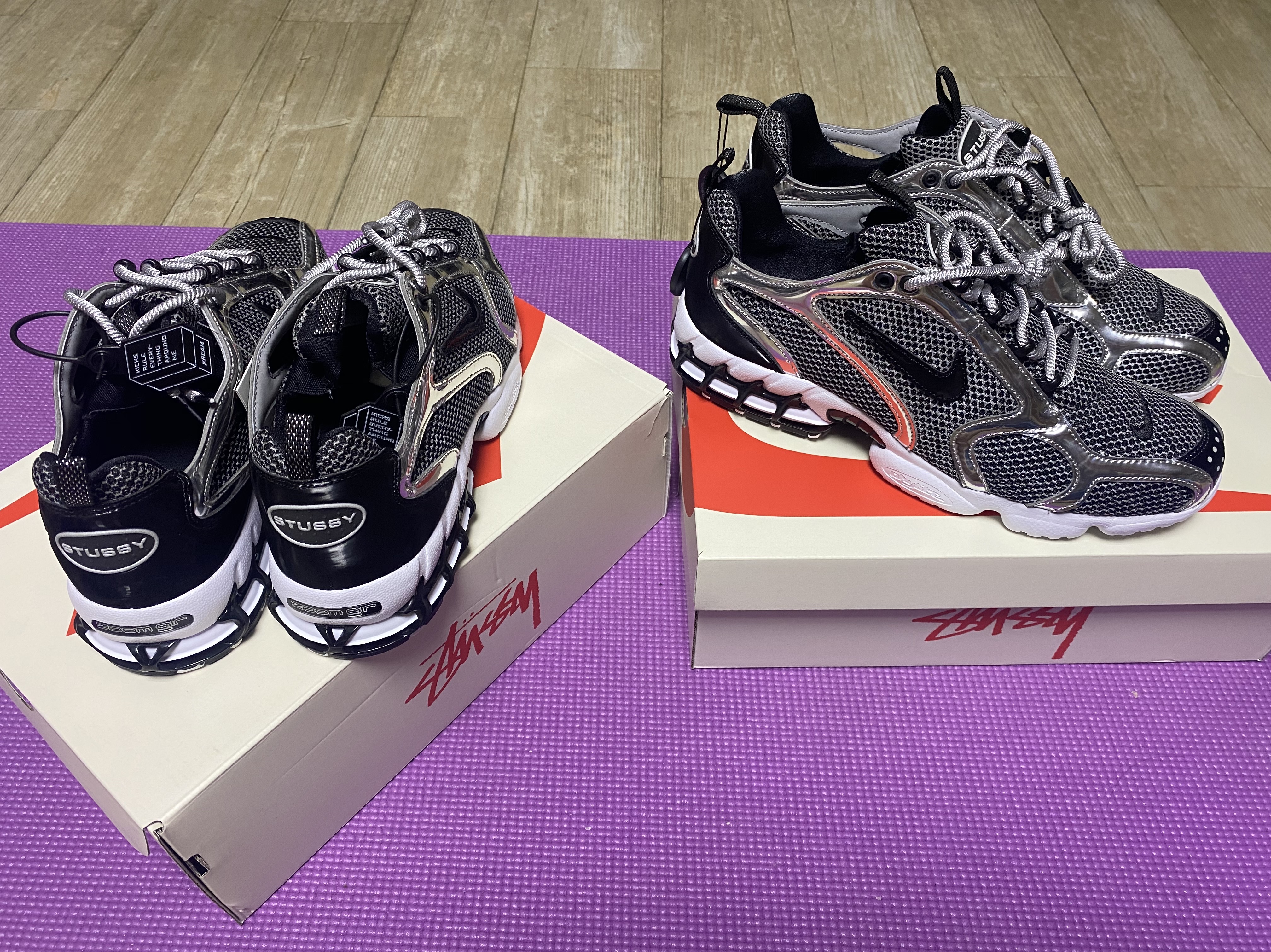Nike x Stussy Air Zoom Spiridon Cage 2 Pure Platinum 착용 스타일