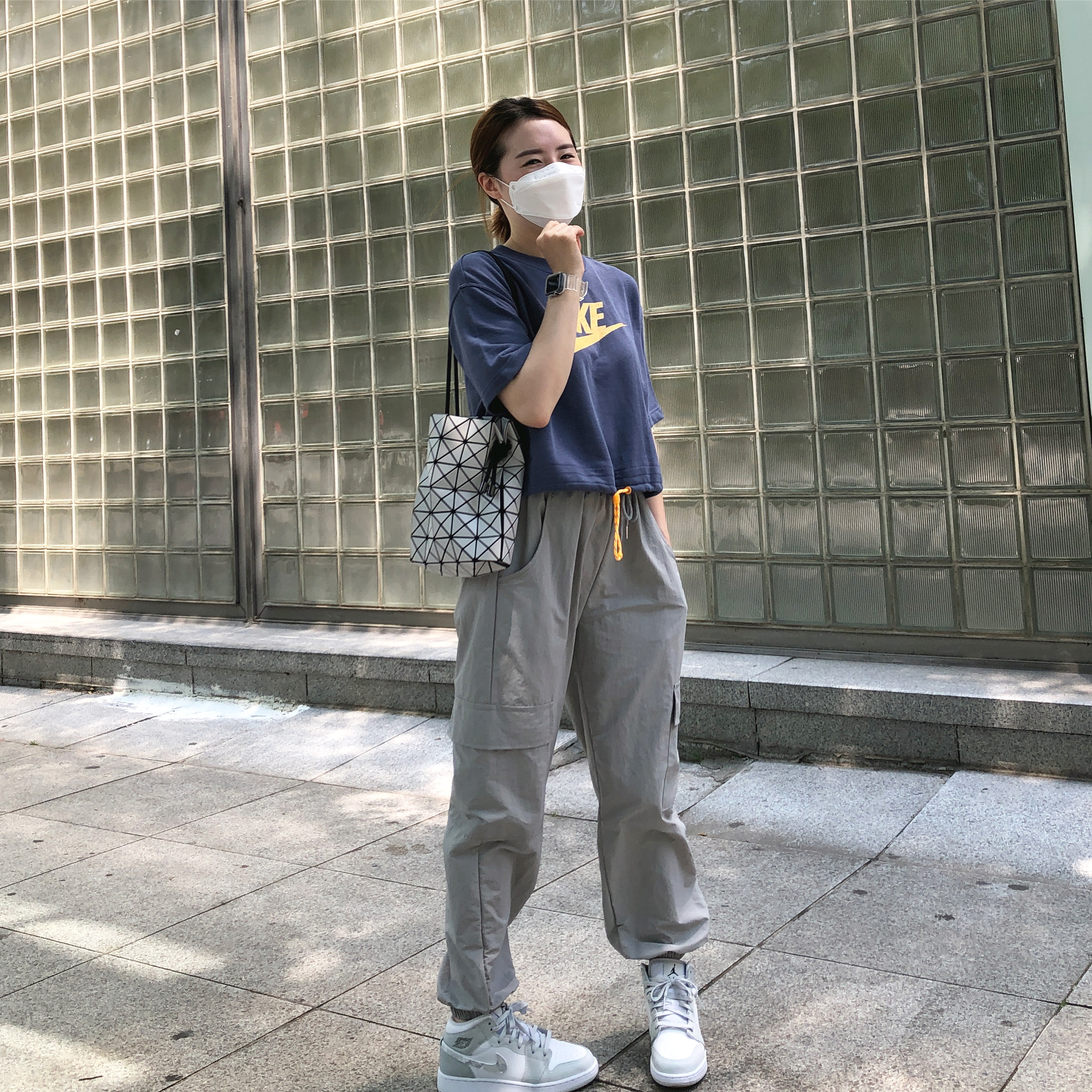 (GS) Jordan 1 Mid SE Grey Camo 착용 스타일